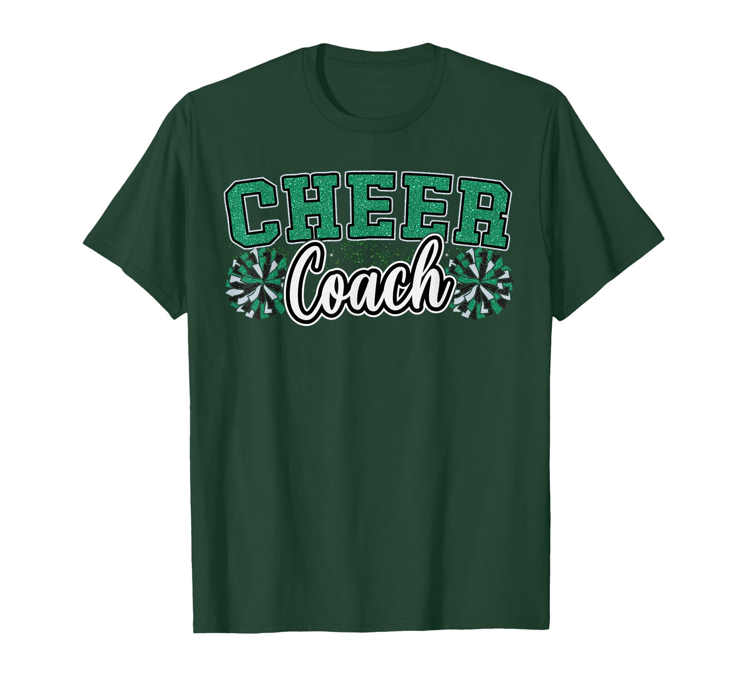 Loud Proud Cheer Coach Pom Poms Green Cheerleader Women T-Shirt