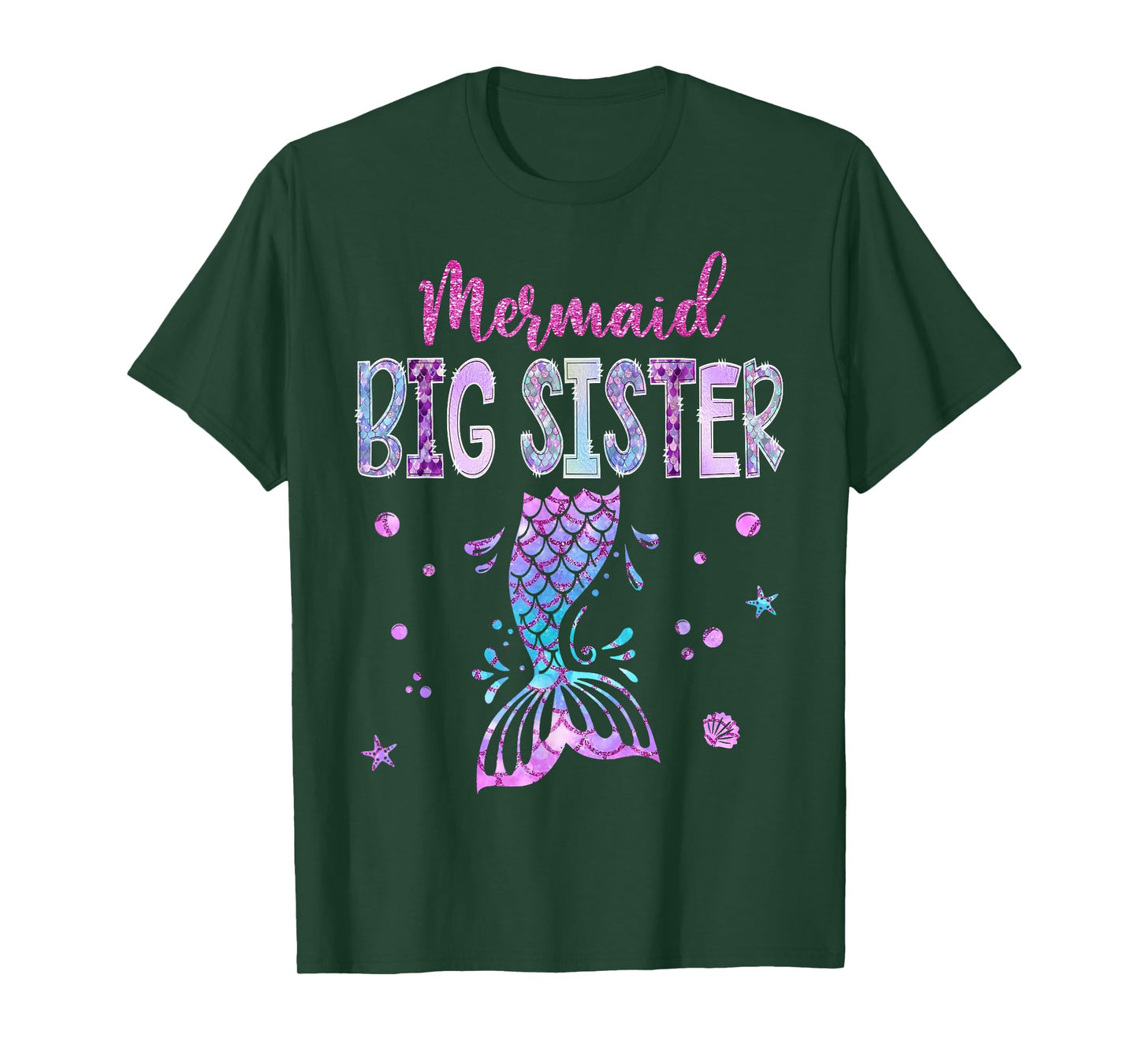 Mermaid Big Sister Birthday Party Girl Family Matching T-Shirt