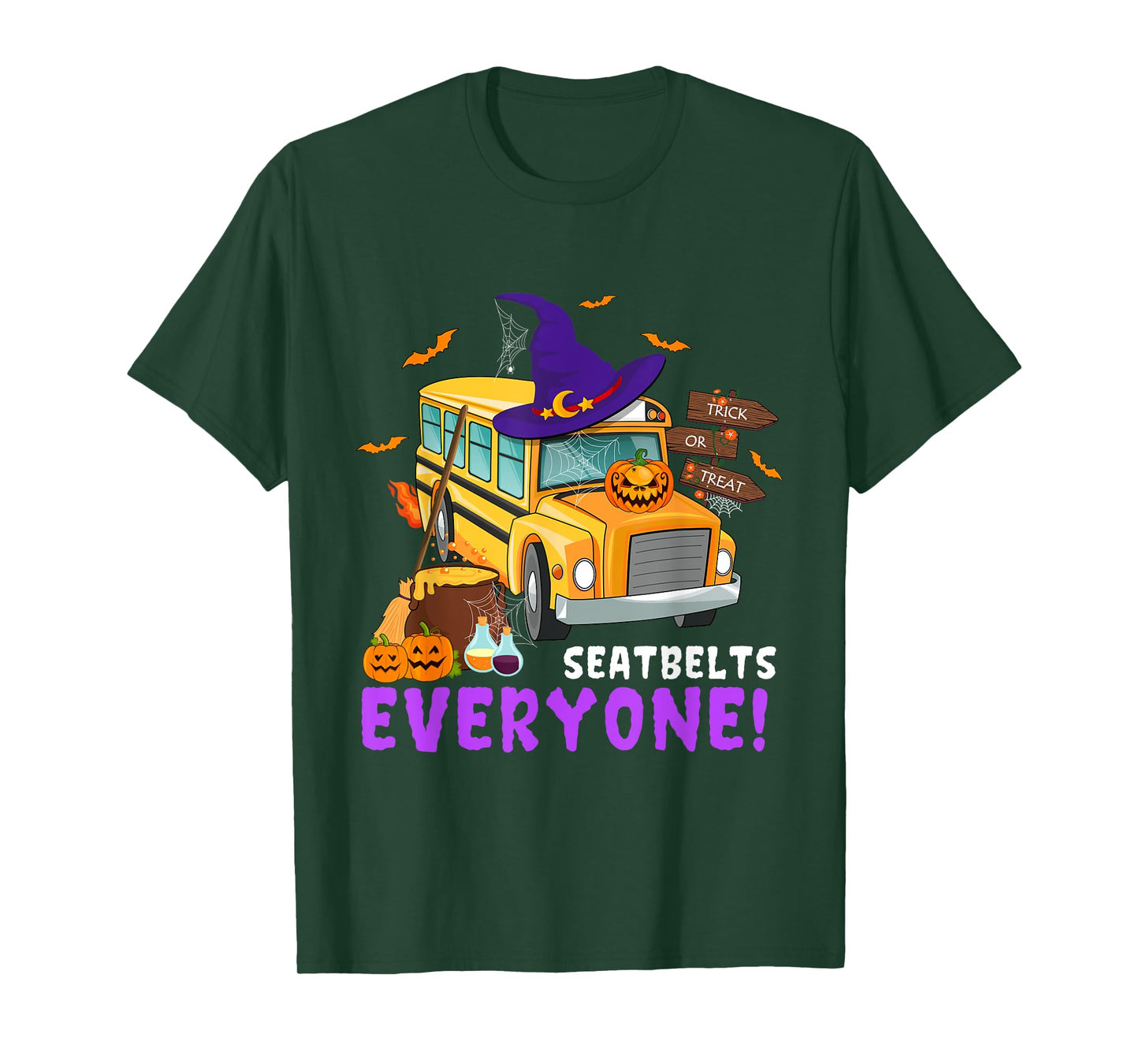 Seatbelts Everyone School Bus Driver Spooky Halloween Party T-Shirt