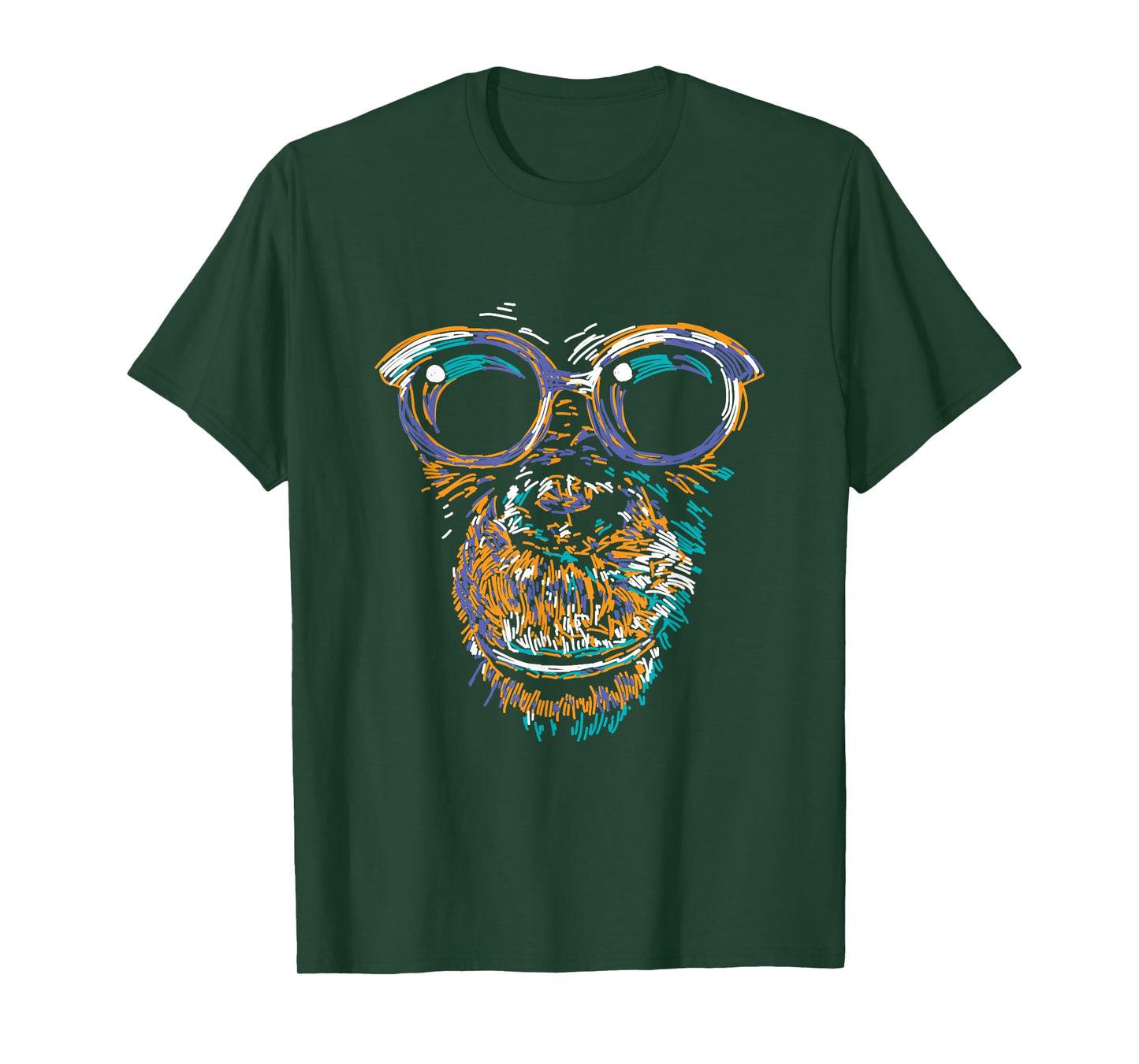 Cool Monkey Face Silhouette Animal Lover Monkey With Glasses T-Shirt