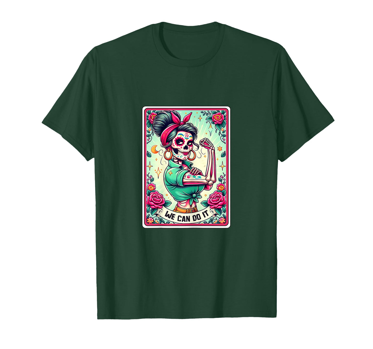 We Can Do it Rosie the Riveter, Skull Tarot Feminism T-Shirt T-Shirt