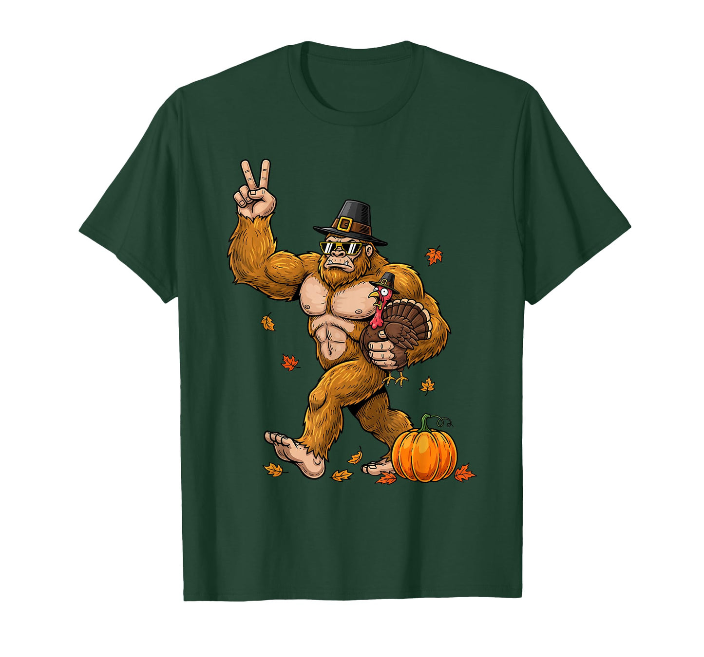 Sasquatch Turkey Thanksgiving Pajamas Kids Boys Men Women T-Shirt