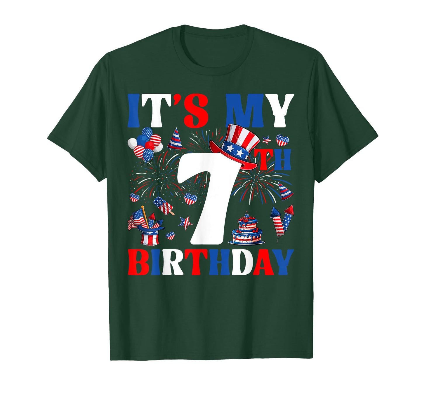 It's My 7th Birthday USA Flag Independence Day 4th Of July T-Shirt