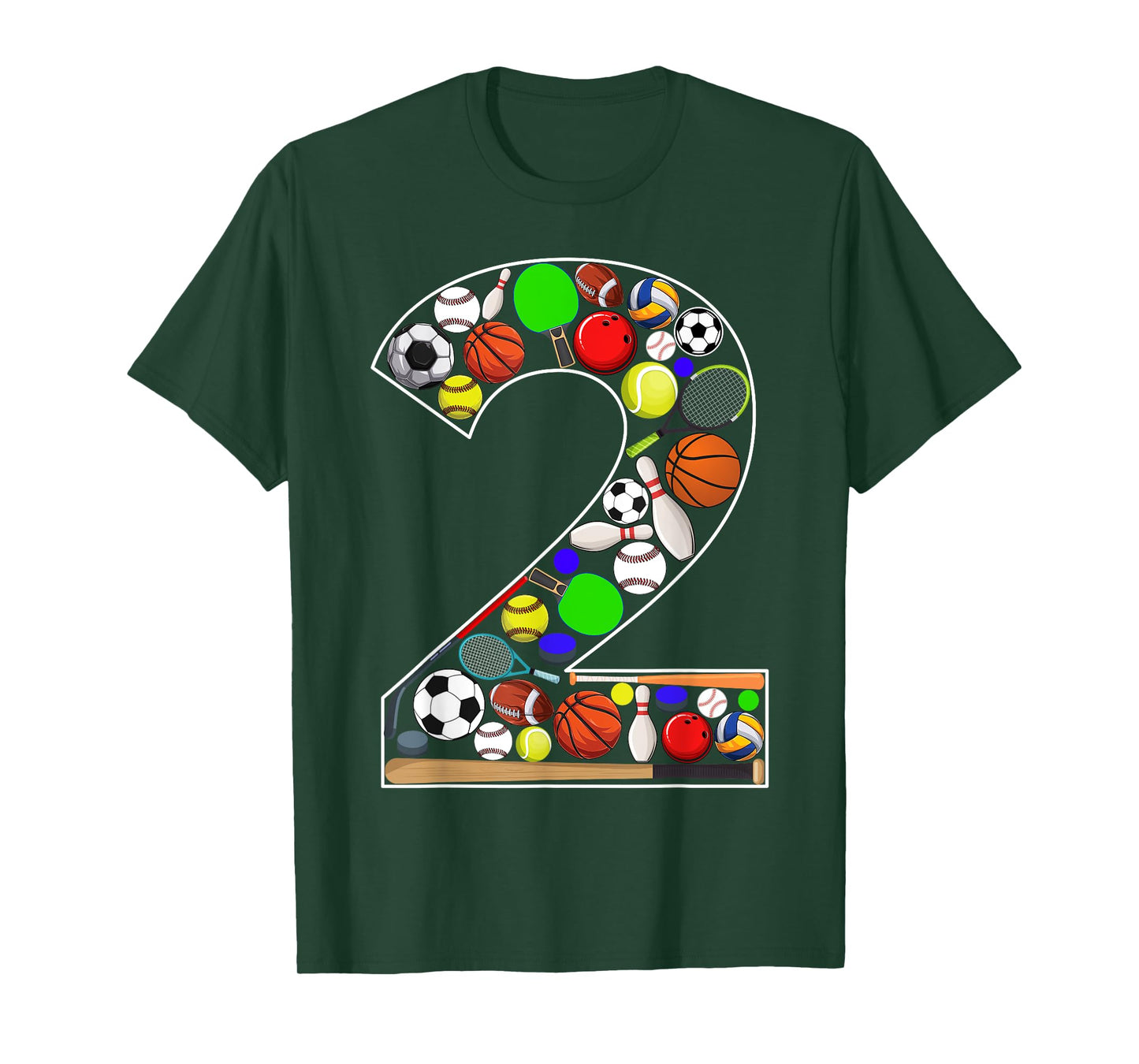 Kids 2nd Birthday Sports Big Number Two 2 Year Old Boy T-Shirt
