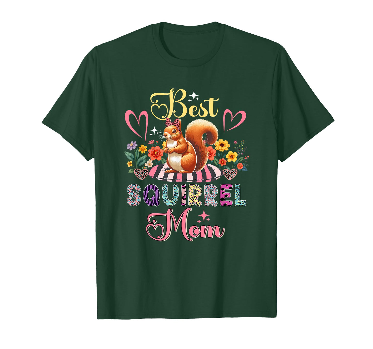 Best Squirrel Mom Mother's Day Squirrel Bow Tie Lover Floral T-Shirt