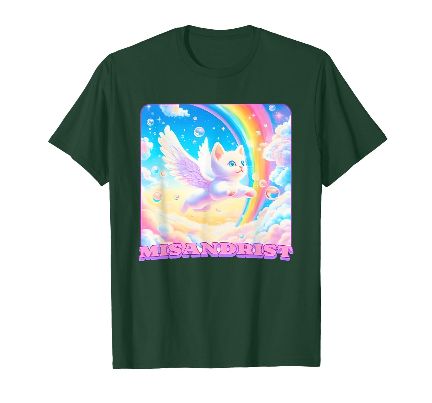 Misandrist Cat Wings Rainbow T-Shirt