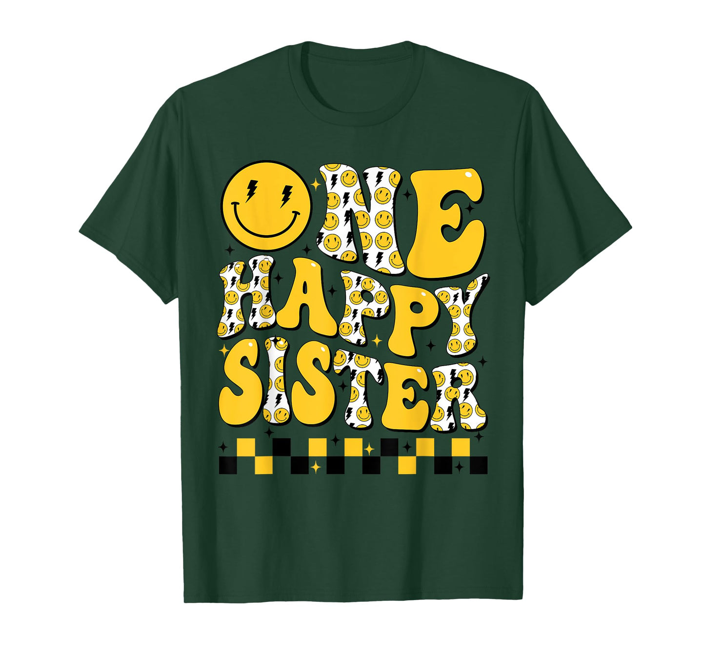 One Happy Sister First Smile Face Birthday Family Matching T-Shirt
