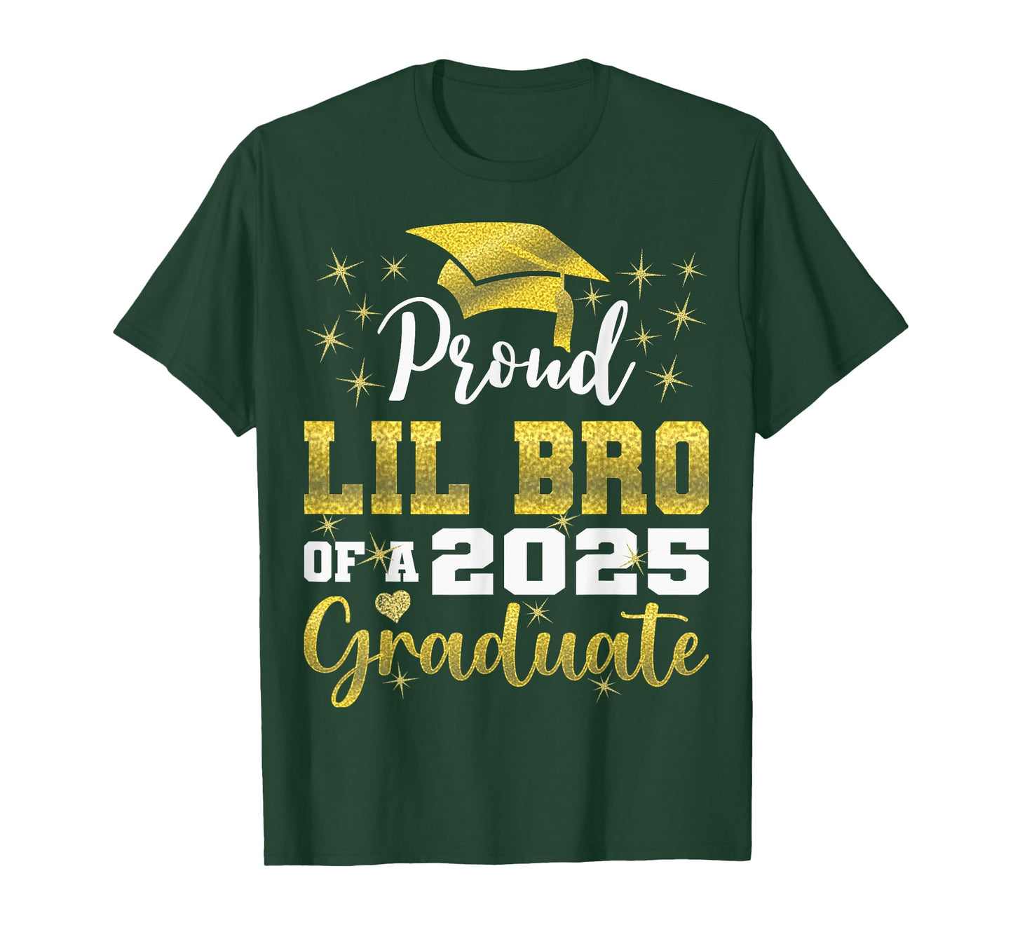 Super Proud Lil Bro of 2025 Graduate Graduation Family T-Shirt