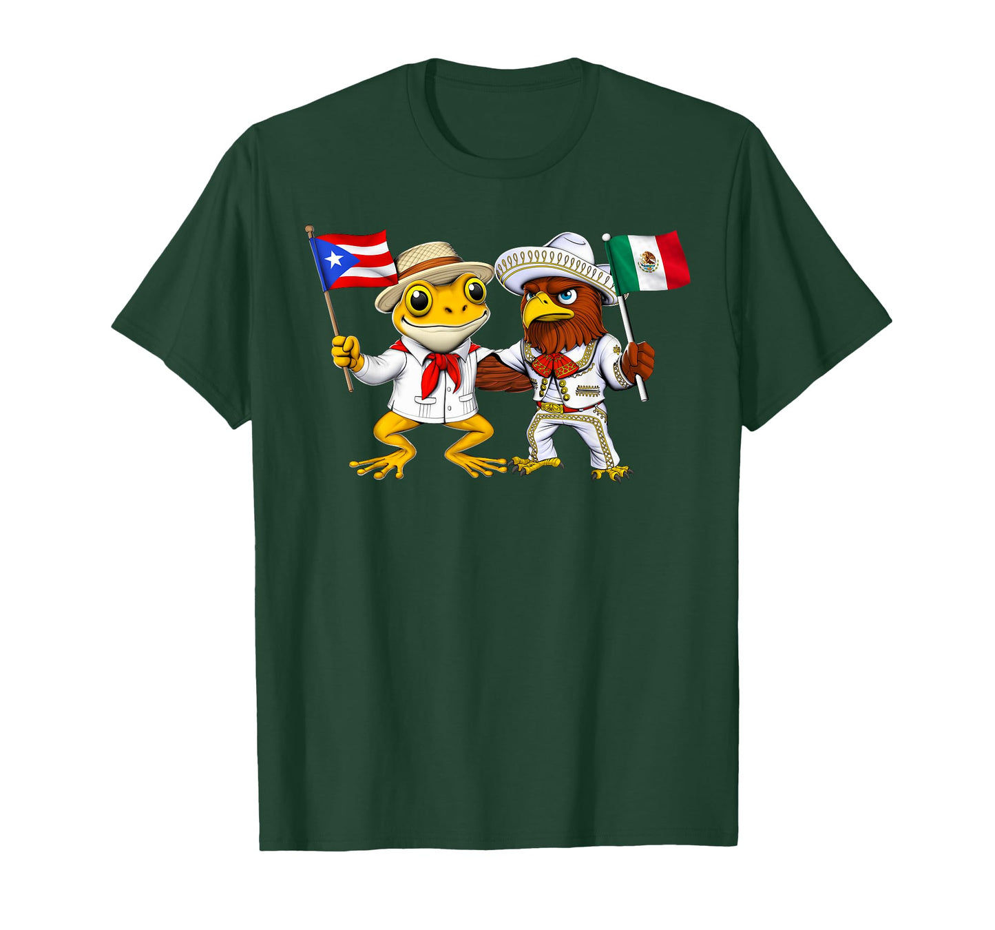 Puerto Rican Coqui Frog Mexican Eagle Mexico Flag Boricua T-Shirt