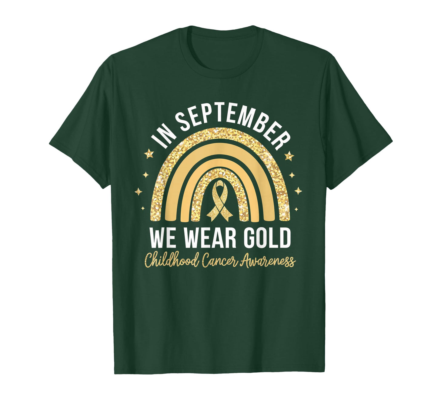 Rainbow In September We Wear Gold Childhood Cancer Awareness T-Shirt