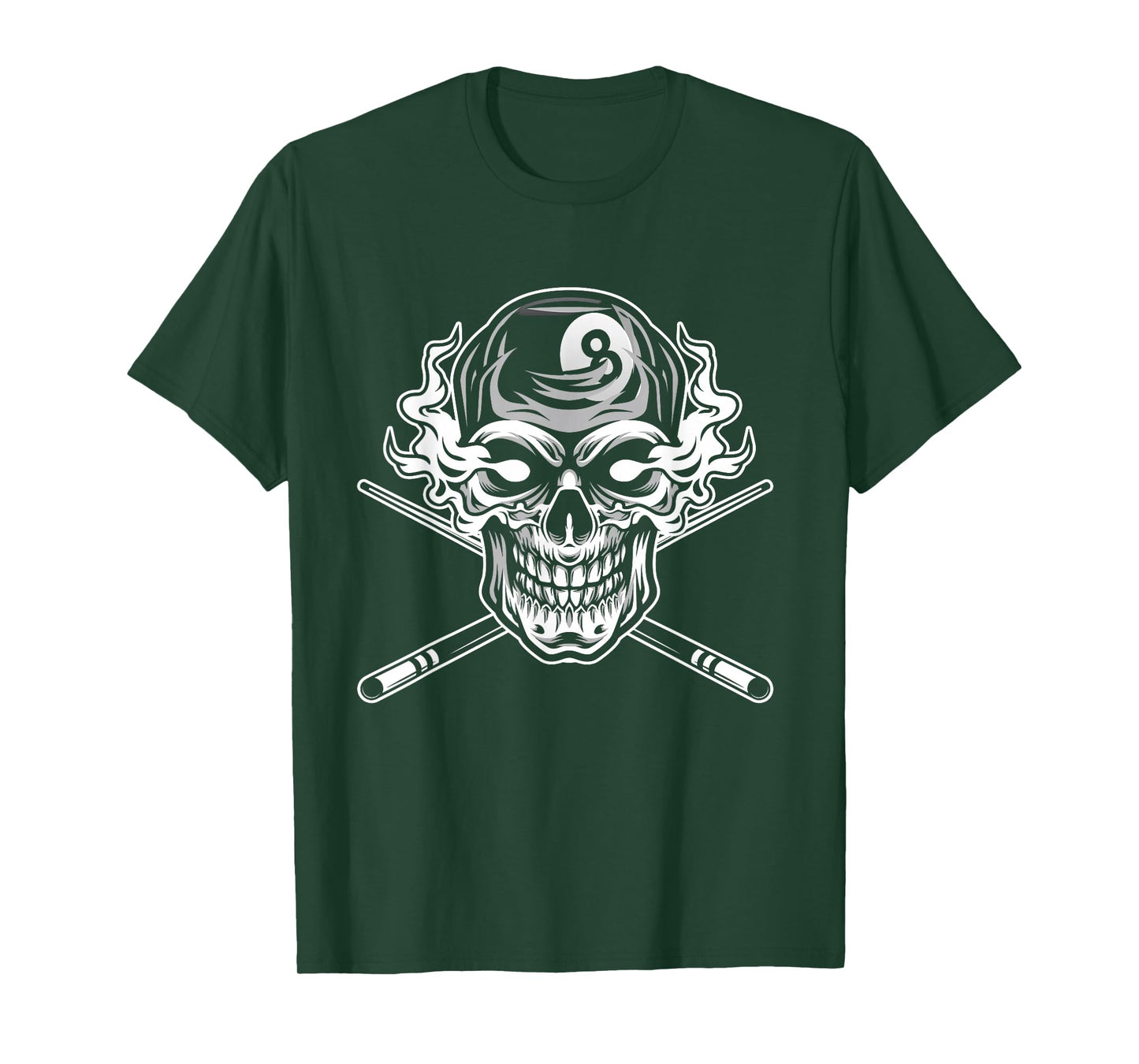 Skull Billiards Snooker Billiard 8 Ball Player Cue Sports T-Shirt