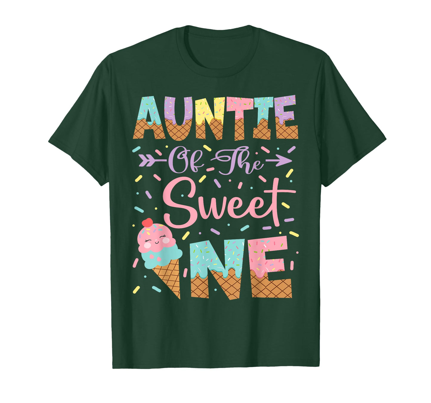 Auntie Of The Sweet One Ice Cream 1St Birthday Girl T-Shirt