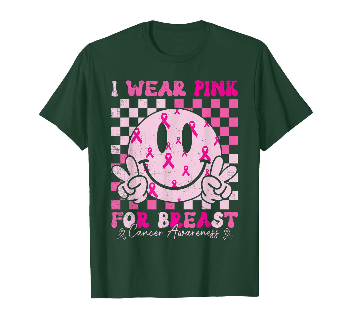 Retro I Wear Pink for Breast Cancer Awareness Pink Ribbon T-Shirt