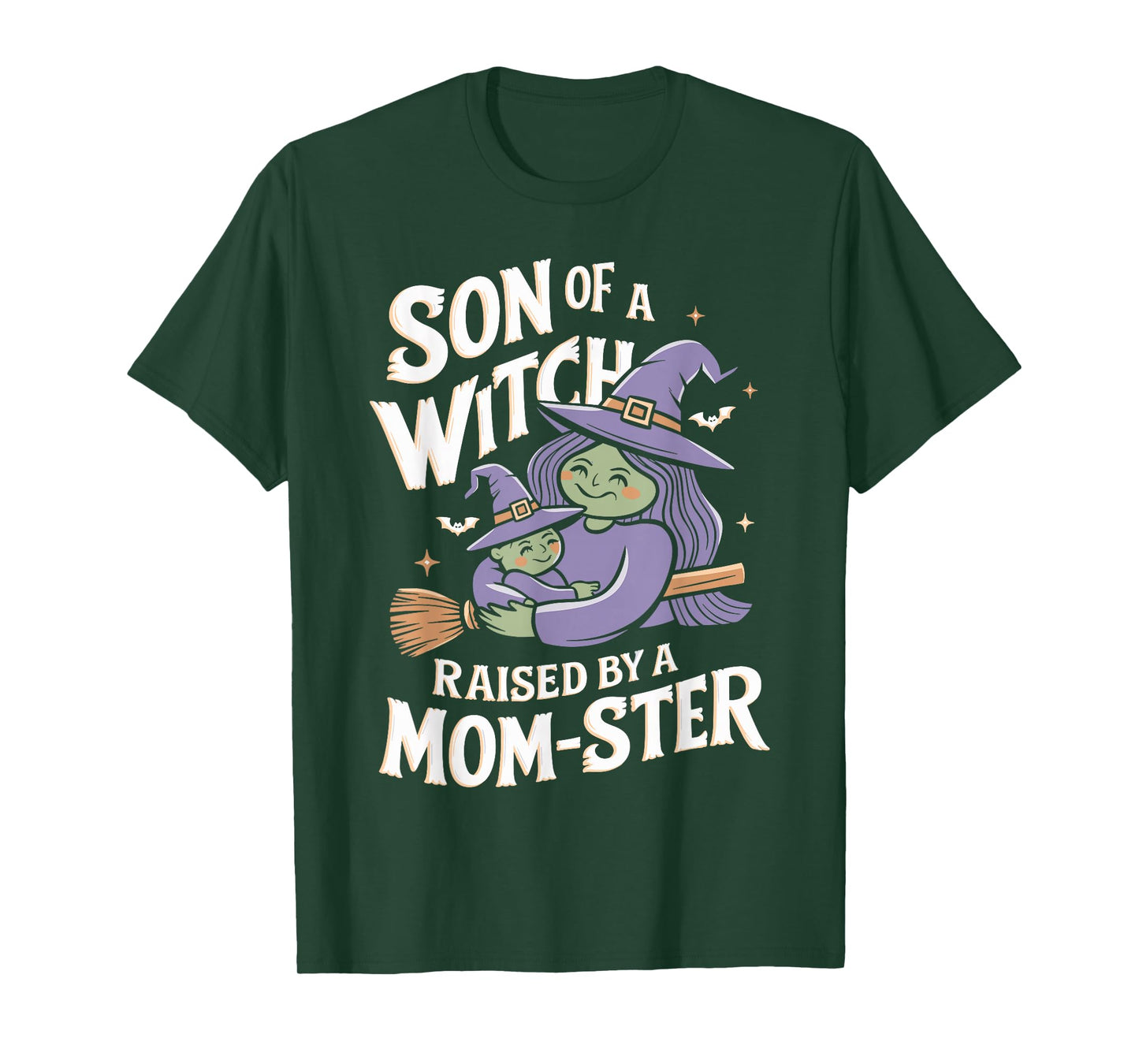 Son of a Witch Raised by a Mom ster Mom and Son Halloween T-Shirt