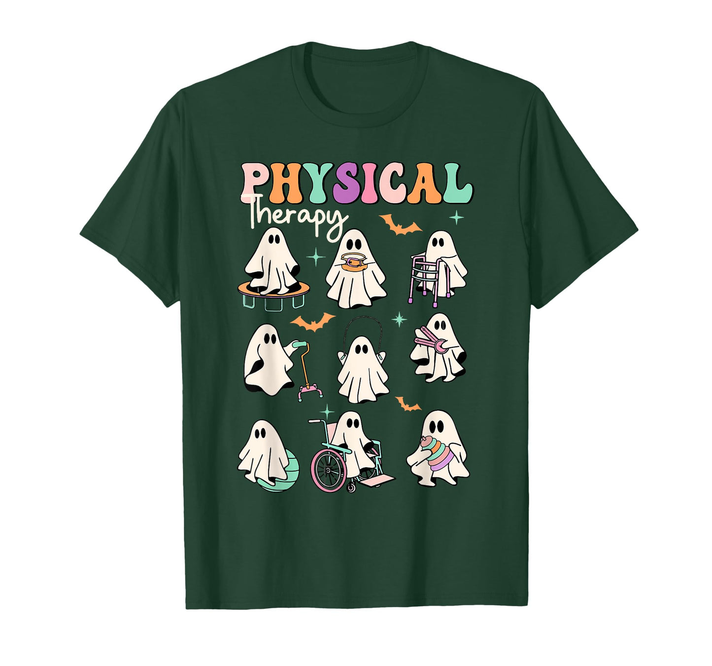 Ghost Physical Therapy Physical Therapist Halloween Groovy T-Shirt