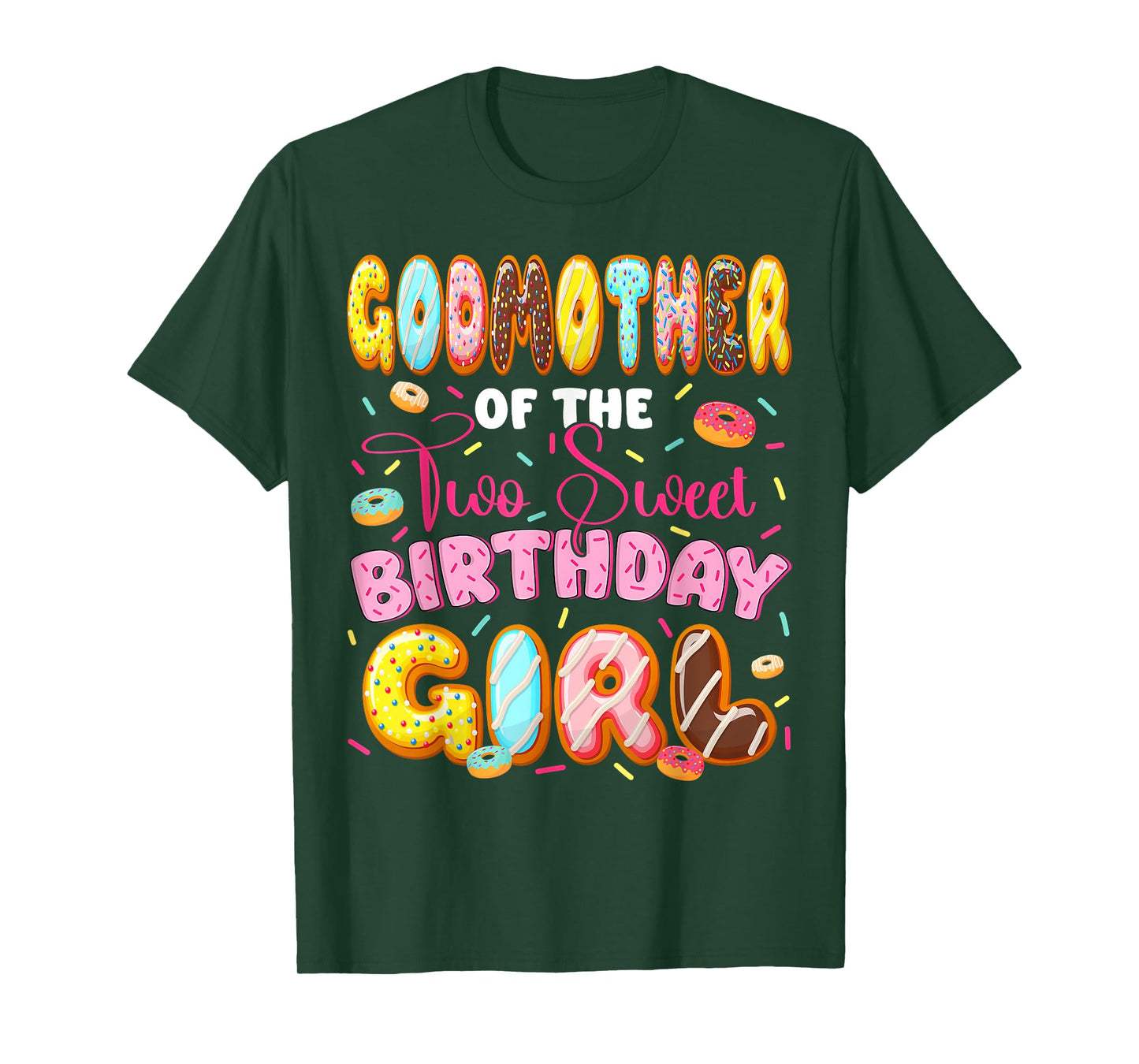 GodMother Of The Two Sweet Birthday Girl Donut 2Nd Birthday T-Shirt