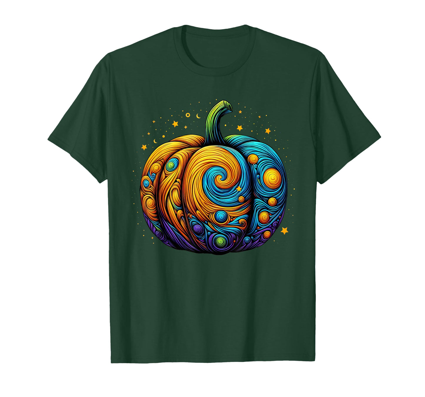 Pumpkin Halloween Starry Night Van Gogh Thanksgiving Fall T-Shirt