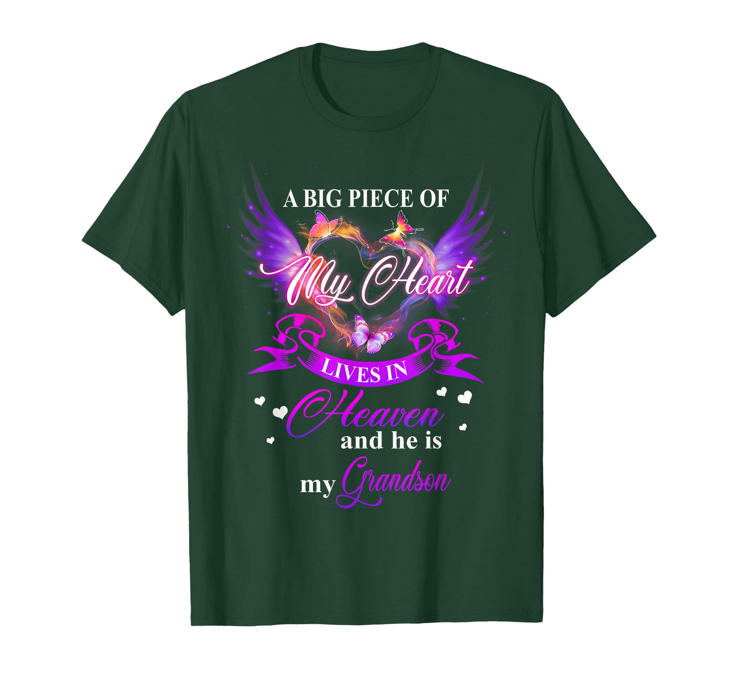 My Heart Lives In Heaven And He Is My Grandson Remember Love T-Shirt