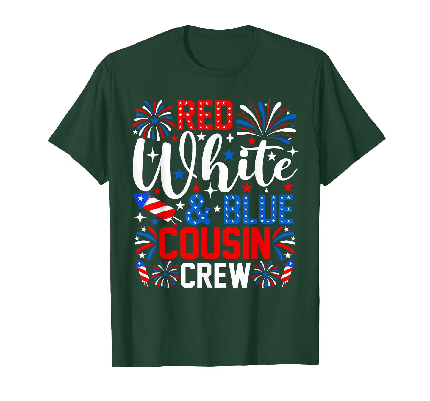Red White And Blue Cousin Crew 4th Of July Fireworks T-Shirt