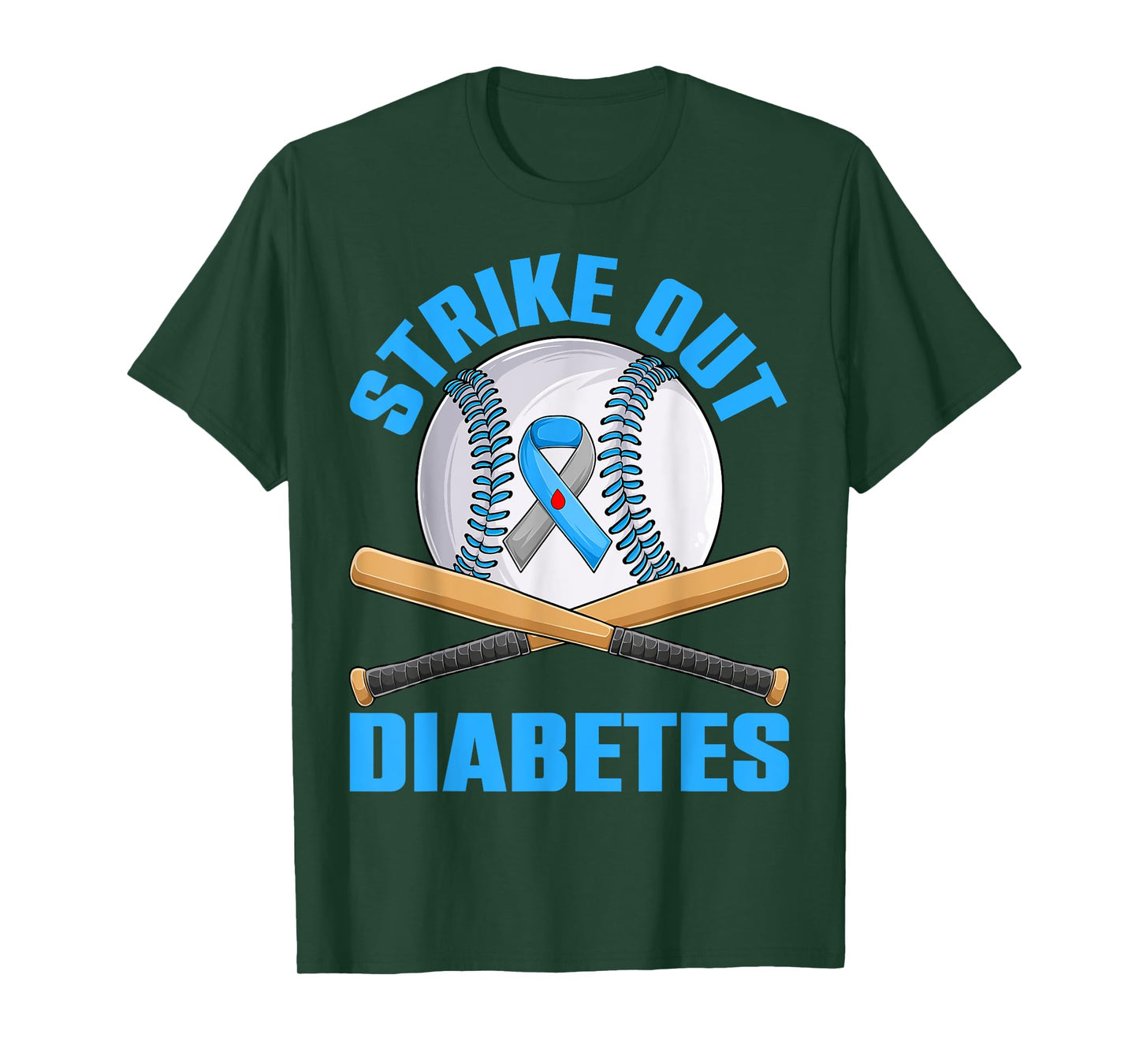 Strike Out Type 1 Diabetes Awareness T1D Warrior Baseball T-Shirt