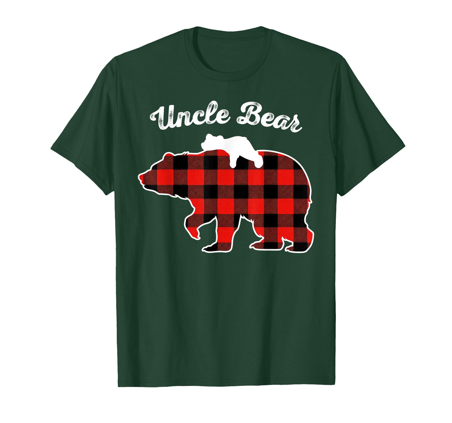 Uncle Bear Flannel Red Plaid Pajama Family Matching XMAS T-Shirt