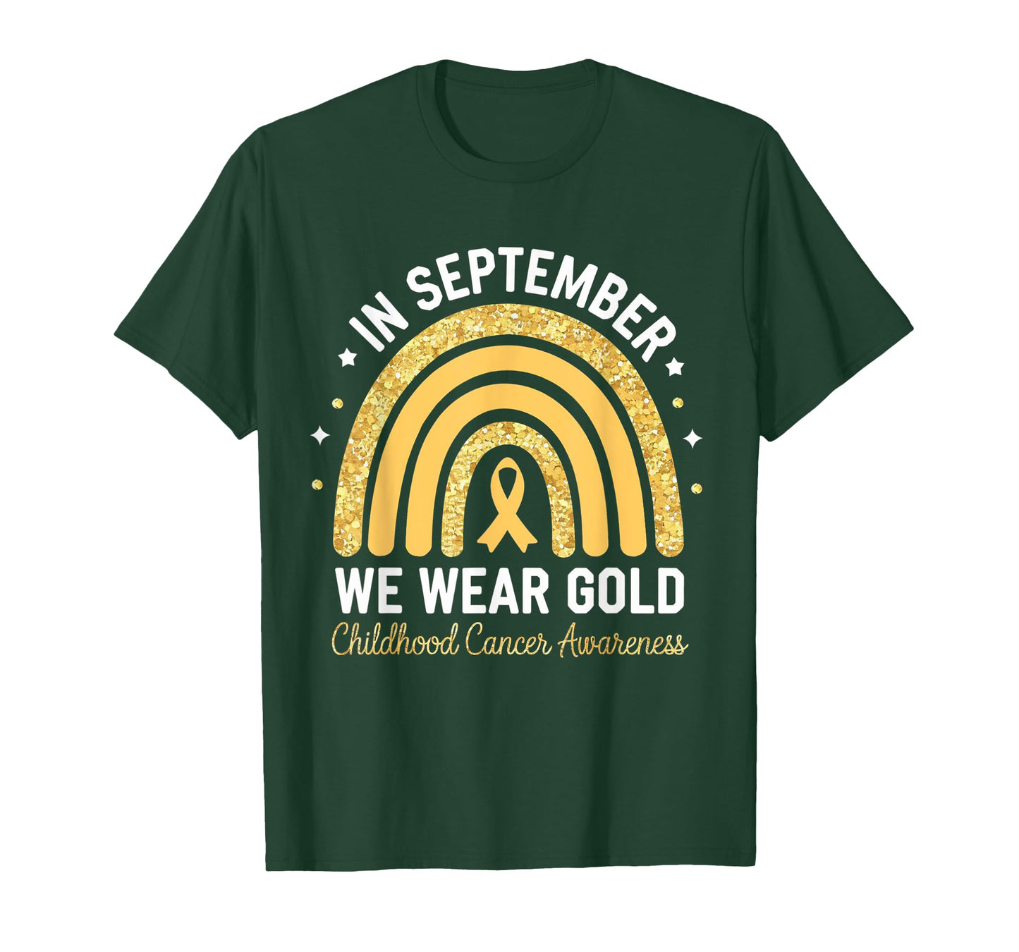 Rainbow In September We Wear Gold Childhood Cancer Awareness T-Shirt