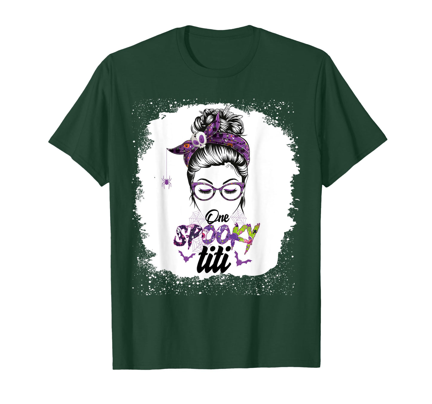 One Spooky Titi Bleached Messy Bun Funny Halloween Women T-Shirt