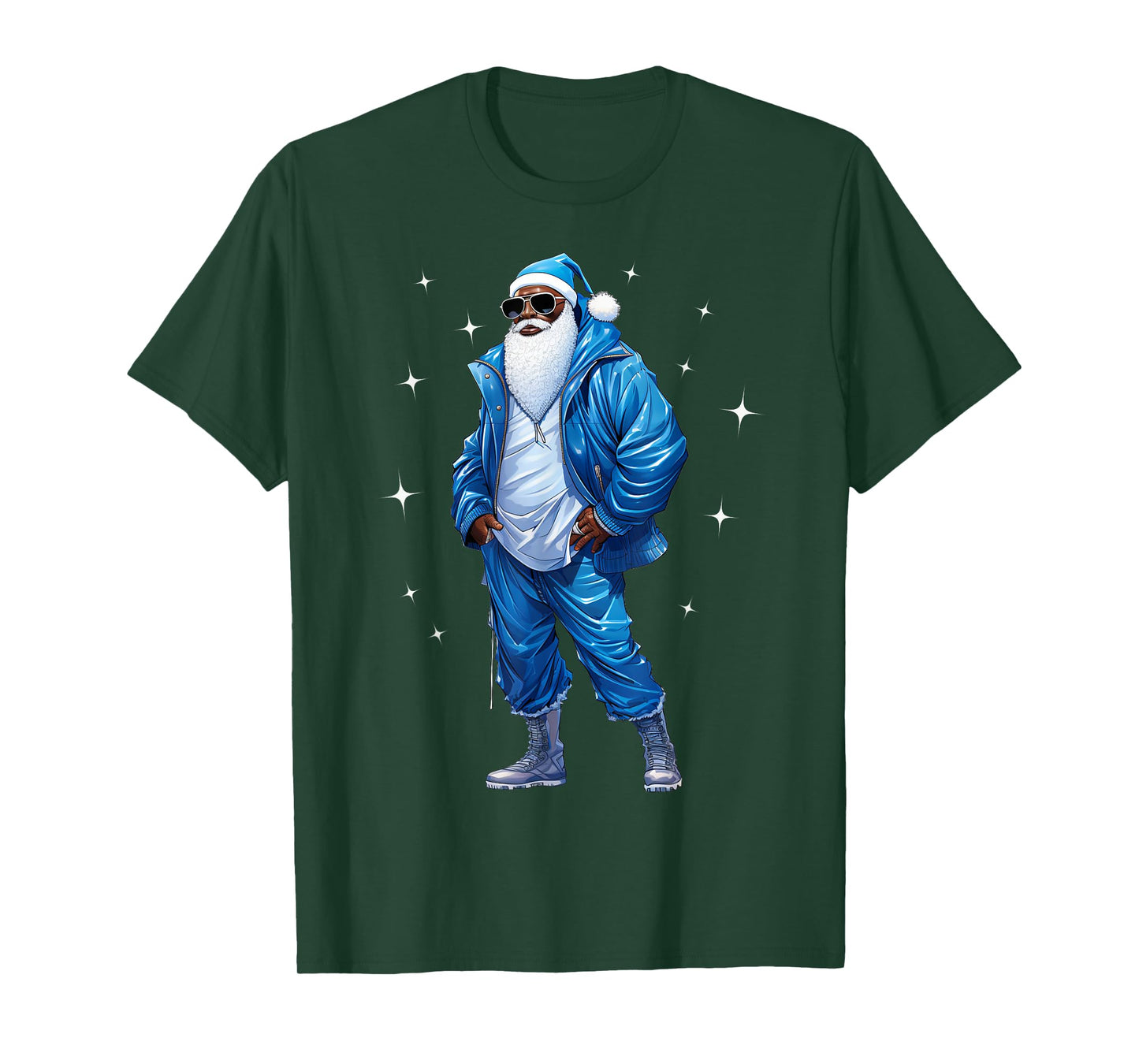 African American Santa Christmas Pajama Cool Black X-Mas T-Shirt