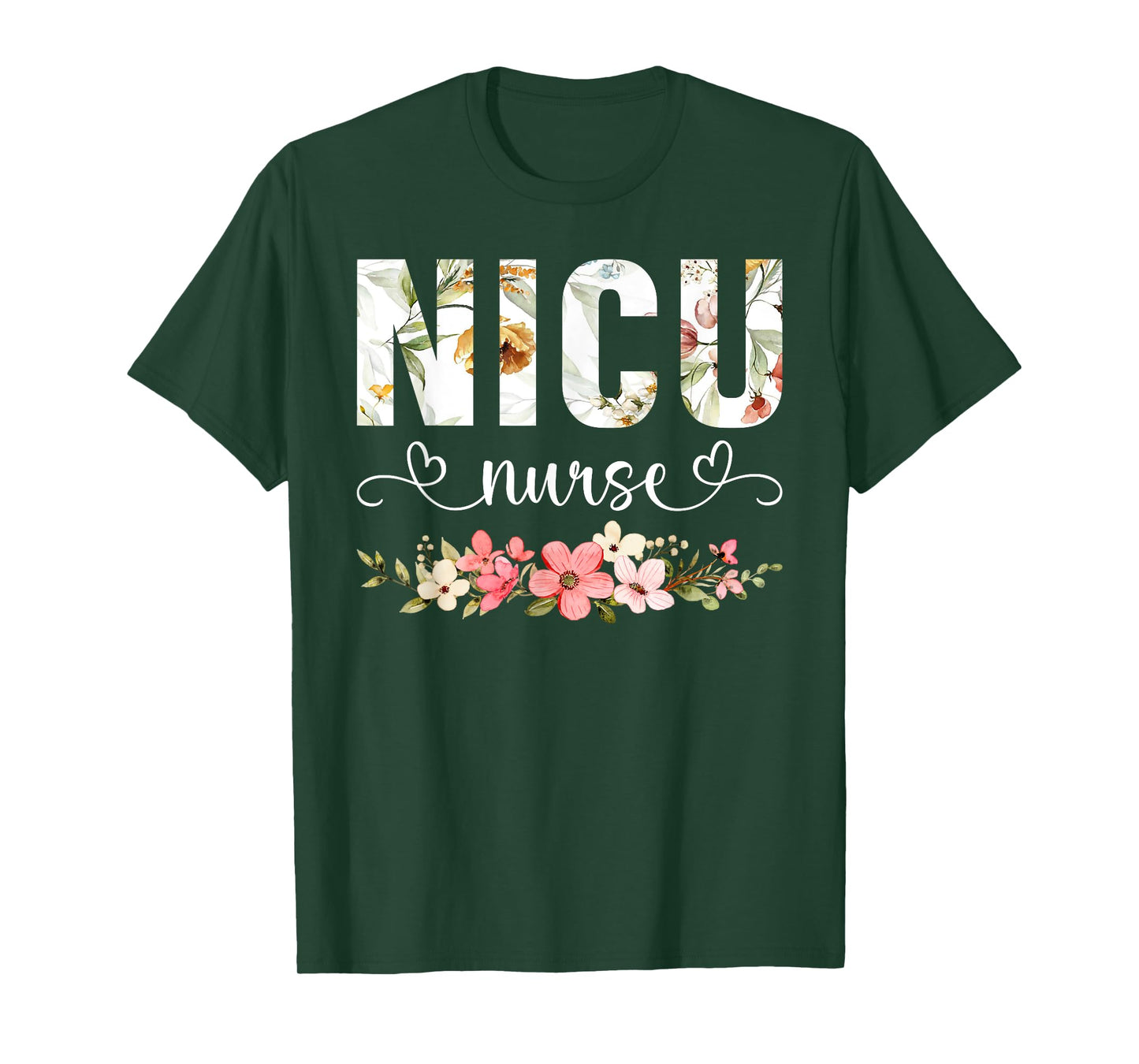 Floral NICU Nurse RN Neonatal Intensive Care Unit Nursing T-Shirt