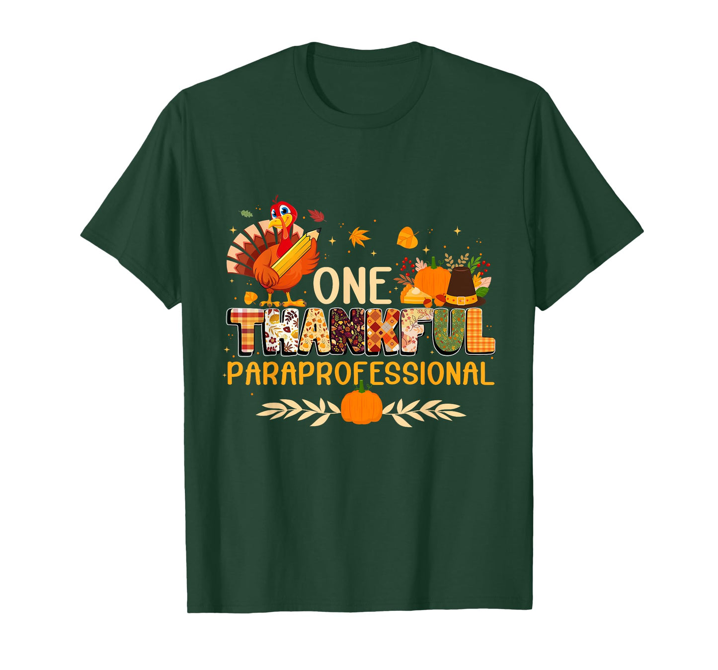 One Thankful Paraprofessional Turkey Autumn Thanksgiving T-Shirt