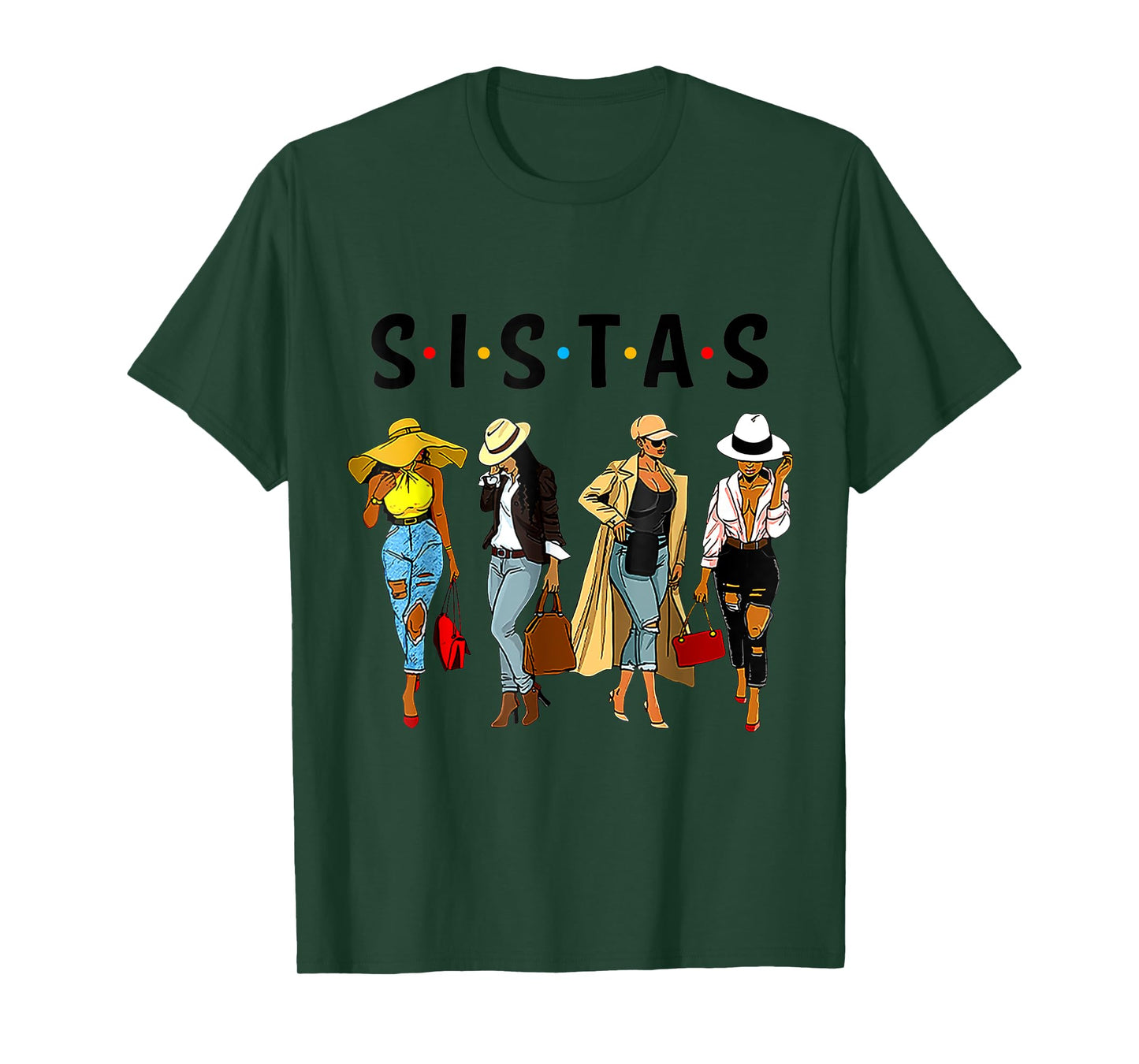 Black Sistas Queen Melanin African American Women Pride Gift T-Shirt