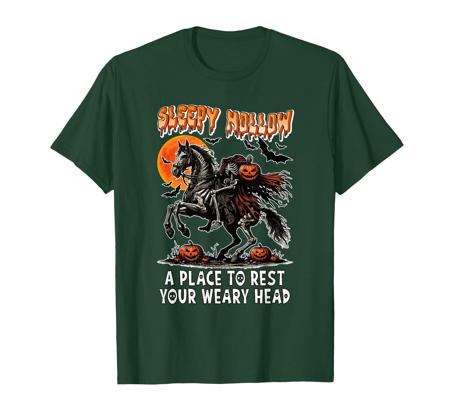 Sleepy Hollow Definition A Place To Rest Halloween Skeleton T-Shirt