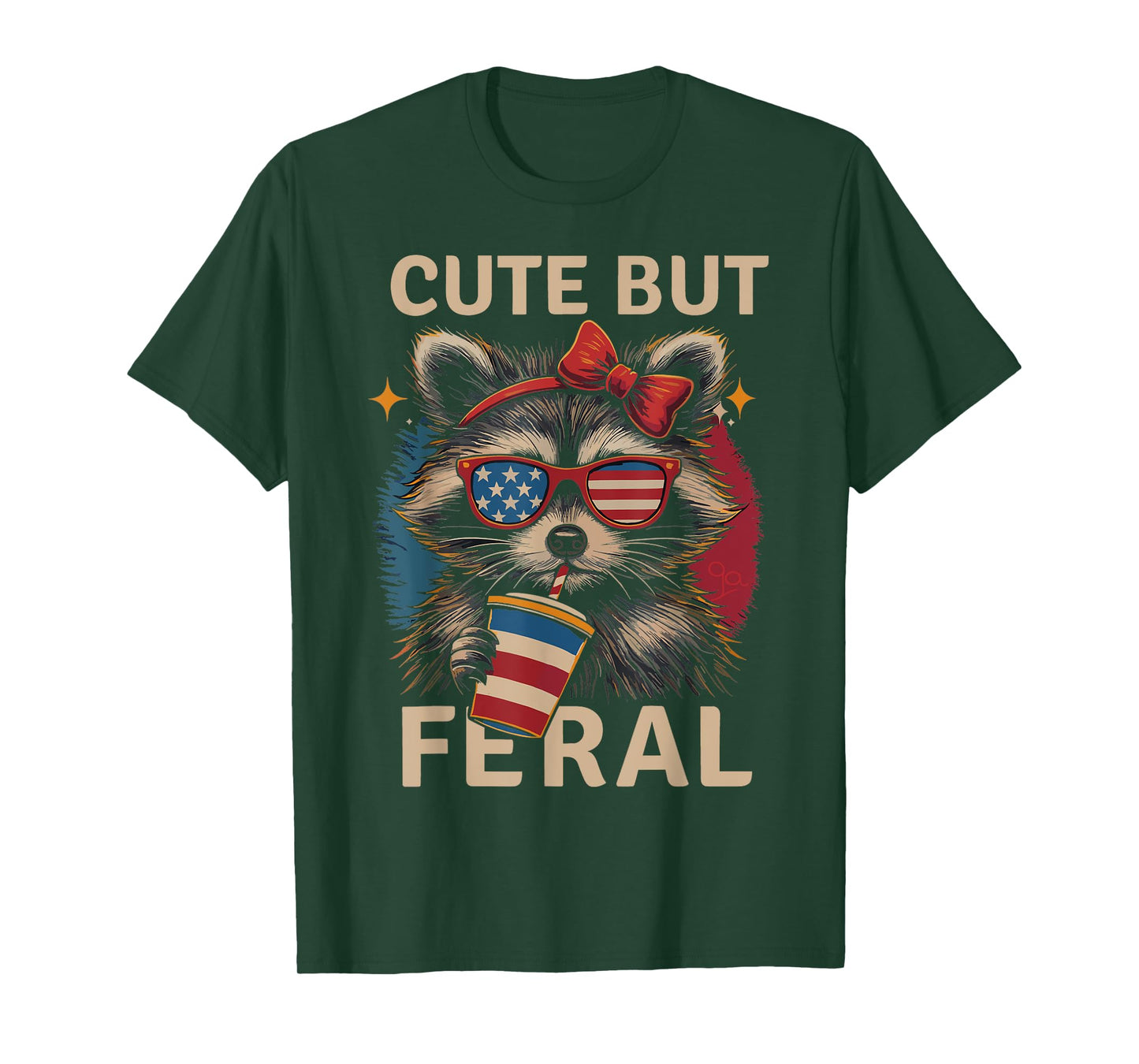 Cute But Feral Raccoon Funny Animal With Sunglasses Design T-Shirt