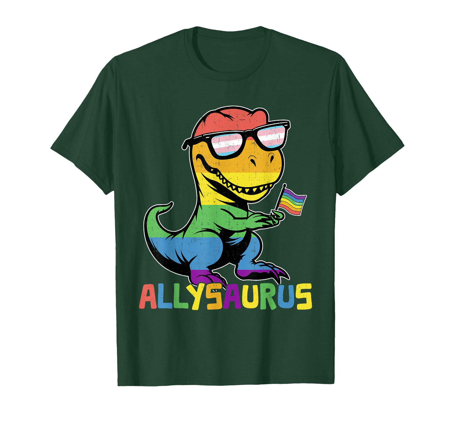 Funny Allysaurus LGBTQ Rainbow T Rex Kids Boys Gay Support T-Shirt
