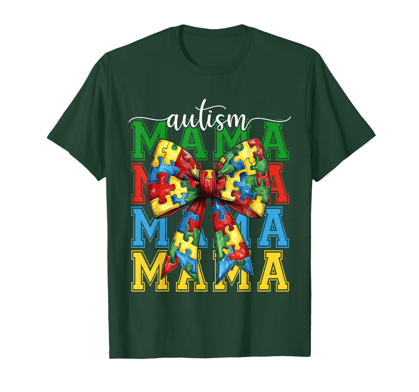 Autism Mama Coquette Bow Puzzle Autism Mom Awareness Women T-Shirt