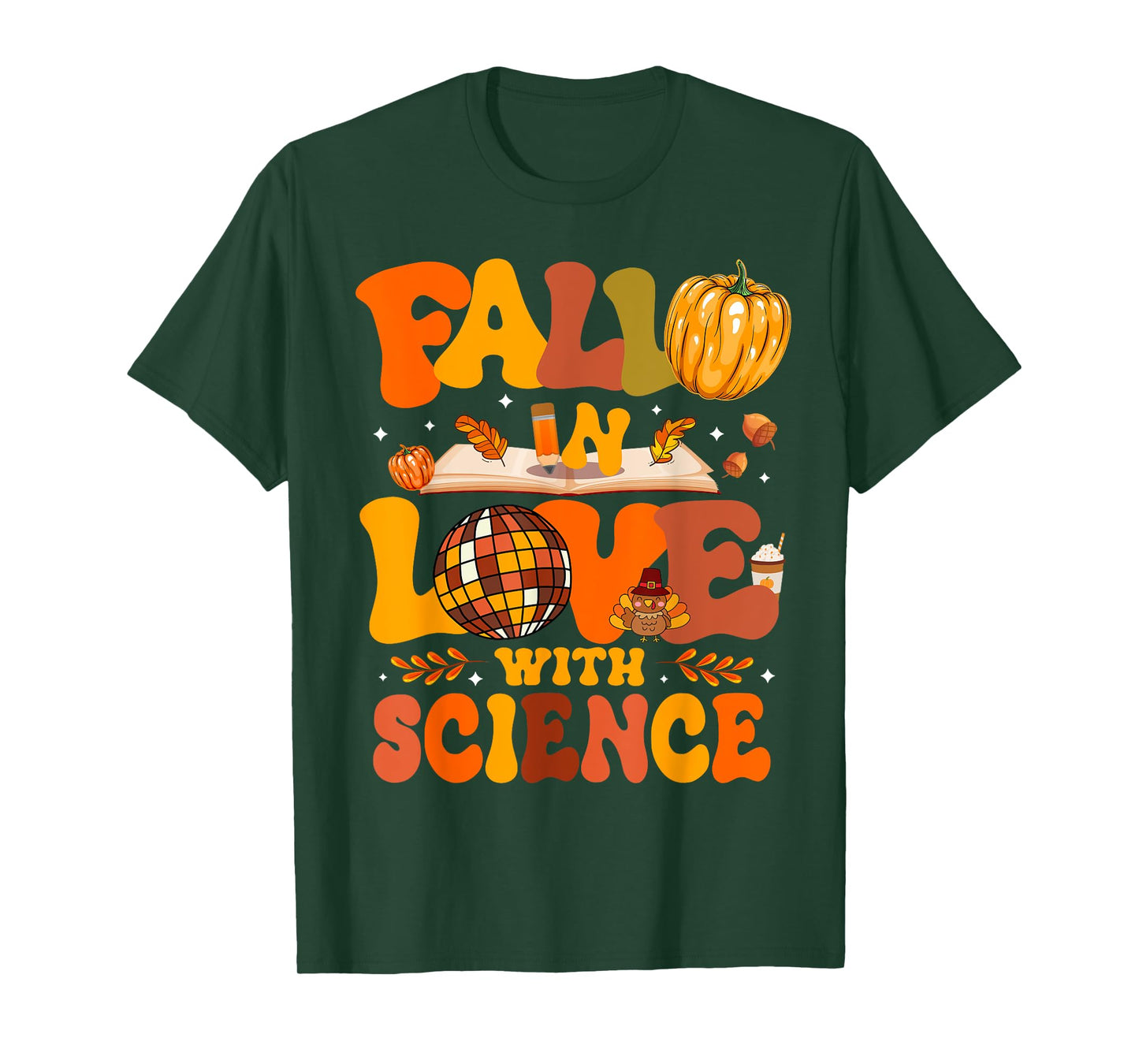 Fall In Love With Science Autum Thanksgiving Teacher T-Shirt