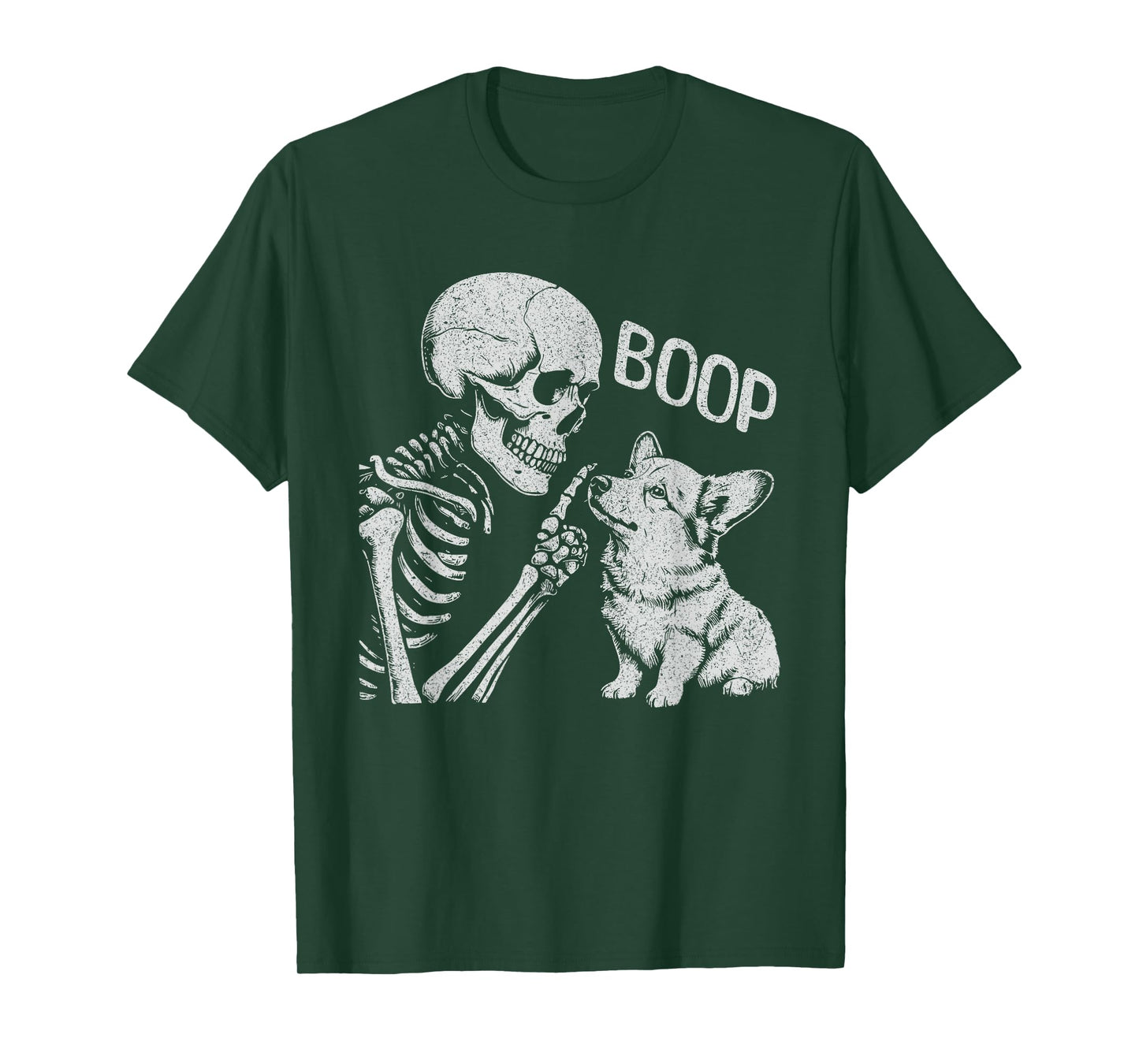 Funny Skeleton Hand Goth Boop Corgi Dog Nose Halloween T-Shirt