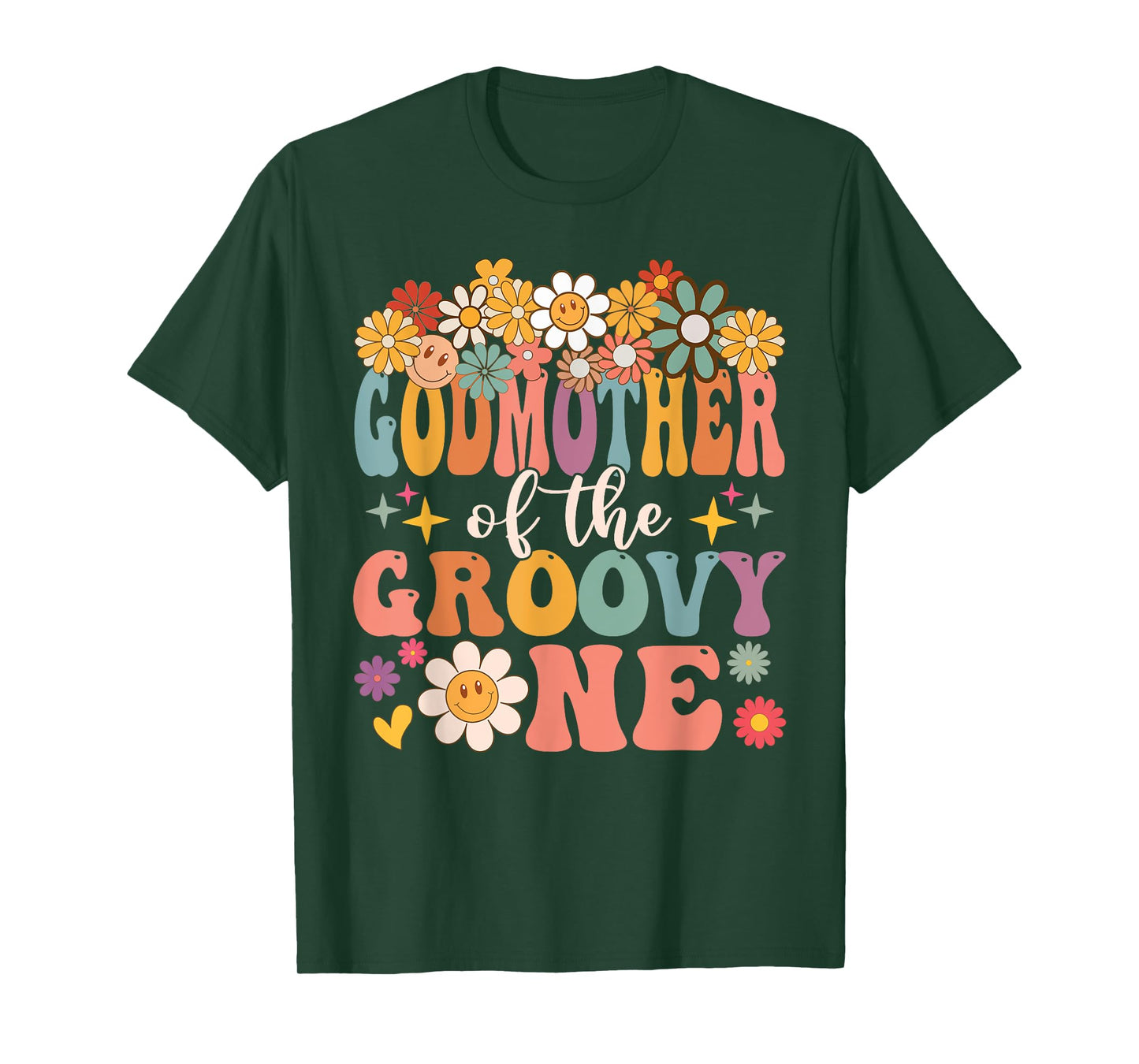 Retro Godmother of Groovy One Matching Family 1st Birthday T-Shirt