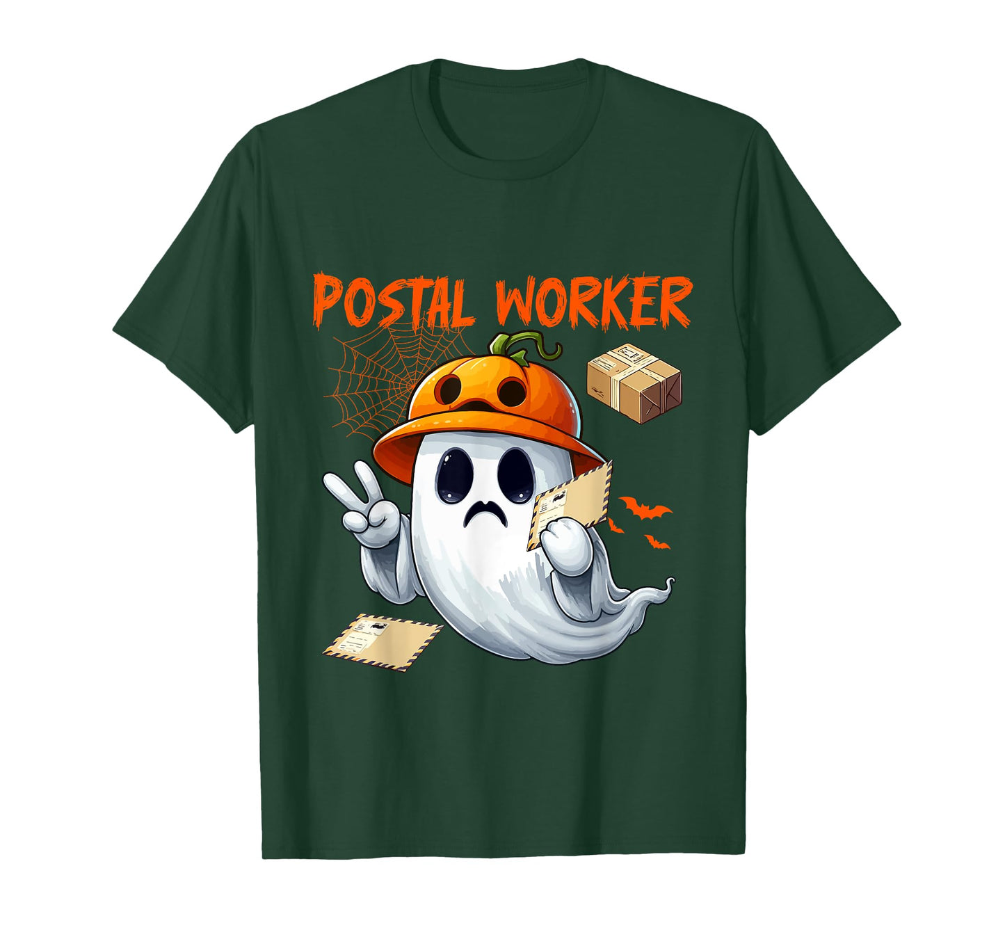 Postal Worker Job Halloween Ghost Boo Pumpkin Matching Team T-Shirt