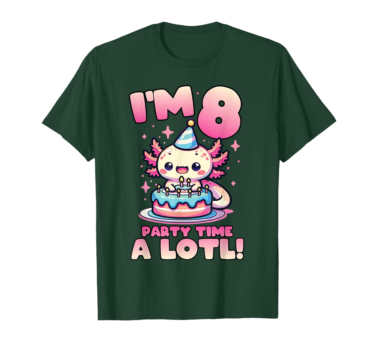 I'm 8 Eight Years Old Cute Kawaii Axolotl 8th Birthday Party T-Shirt