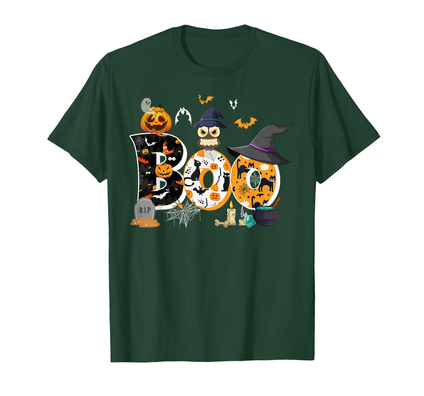 Halloween Costume Boo Owl Witch Hat Spider Pumpkin T-Shirt