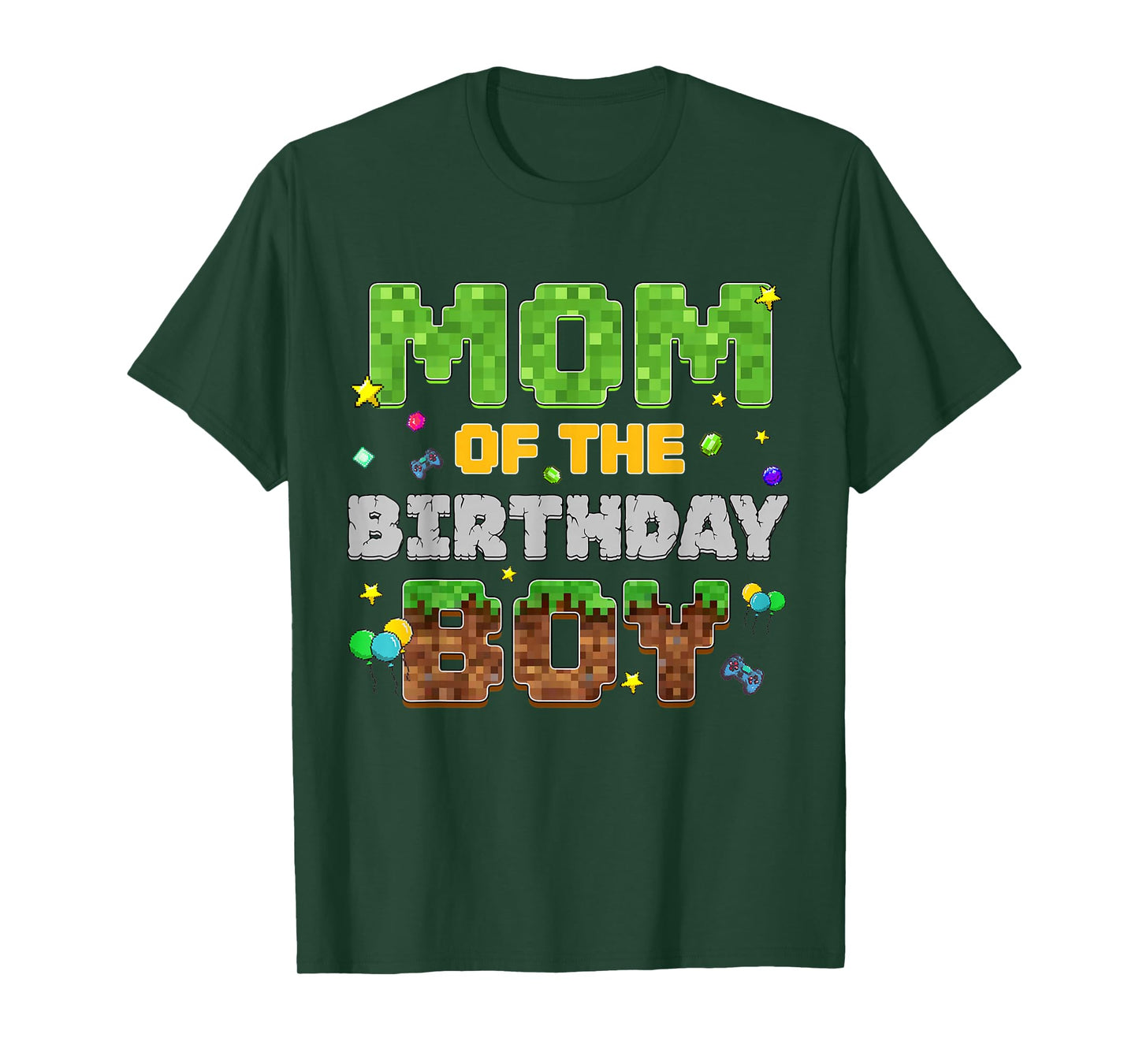 Mom Of The Birthday Boy Pixel Gamer Party Matching Family T-Shirt