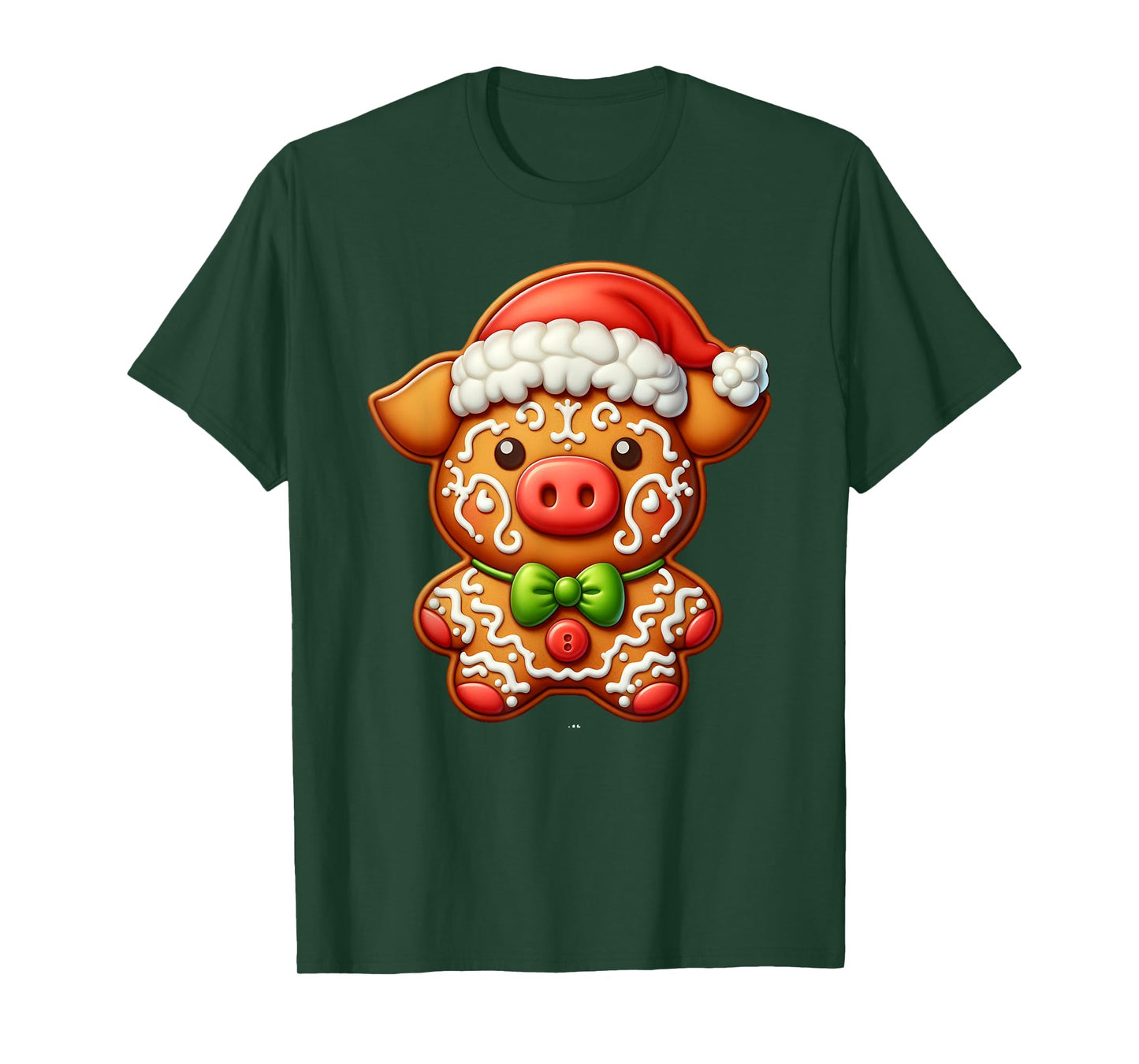 Funny Gingerbread Man Pig Christmas Womens Mens Kids T-Shirt