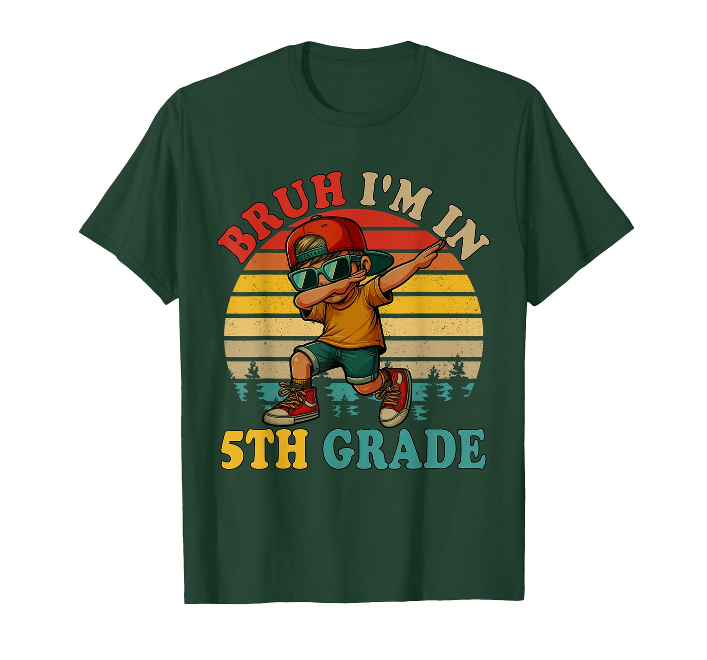 Vintage Retro Proud In 5th Grade Dabing Kid Boy Students T-Shirt