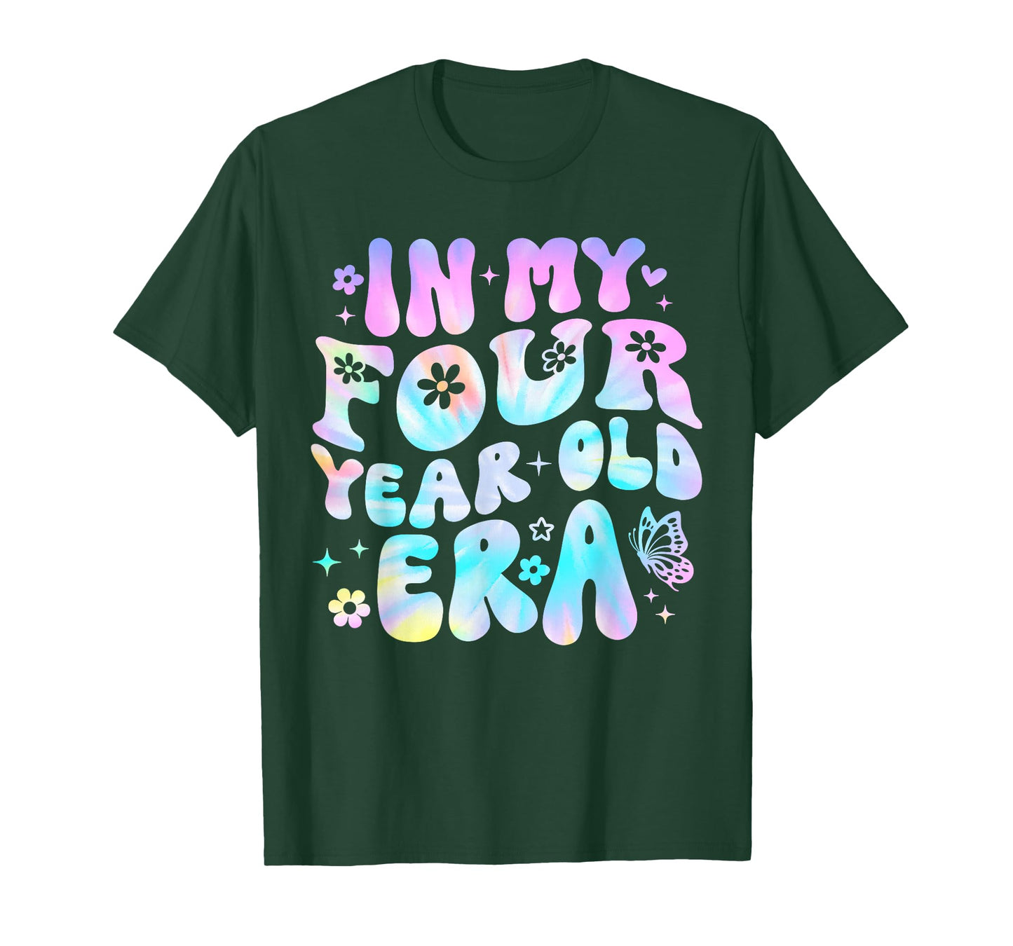 Groovy In My Four Year Old Era Girl 4th Birthday 4 Yrs Old T-Shirt