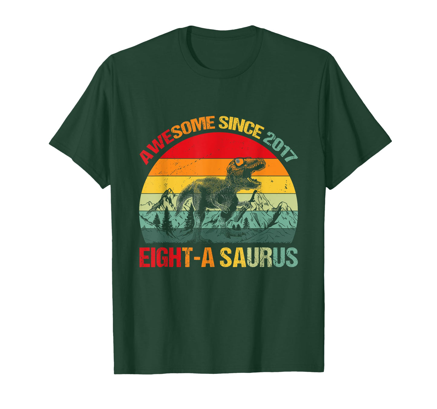 8th Birthday Awesome Since 2017 Dinosaur 8th Birthday Boy T-Shirt