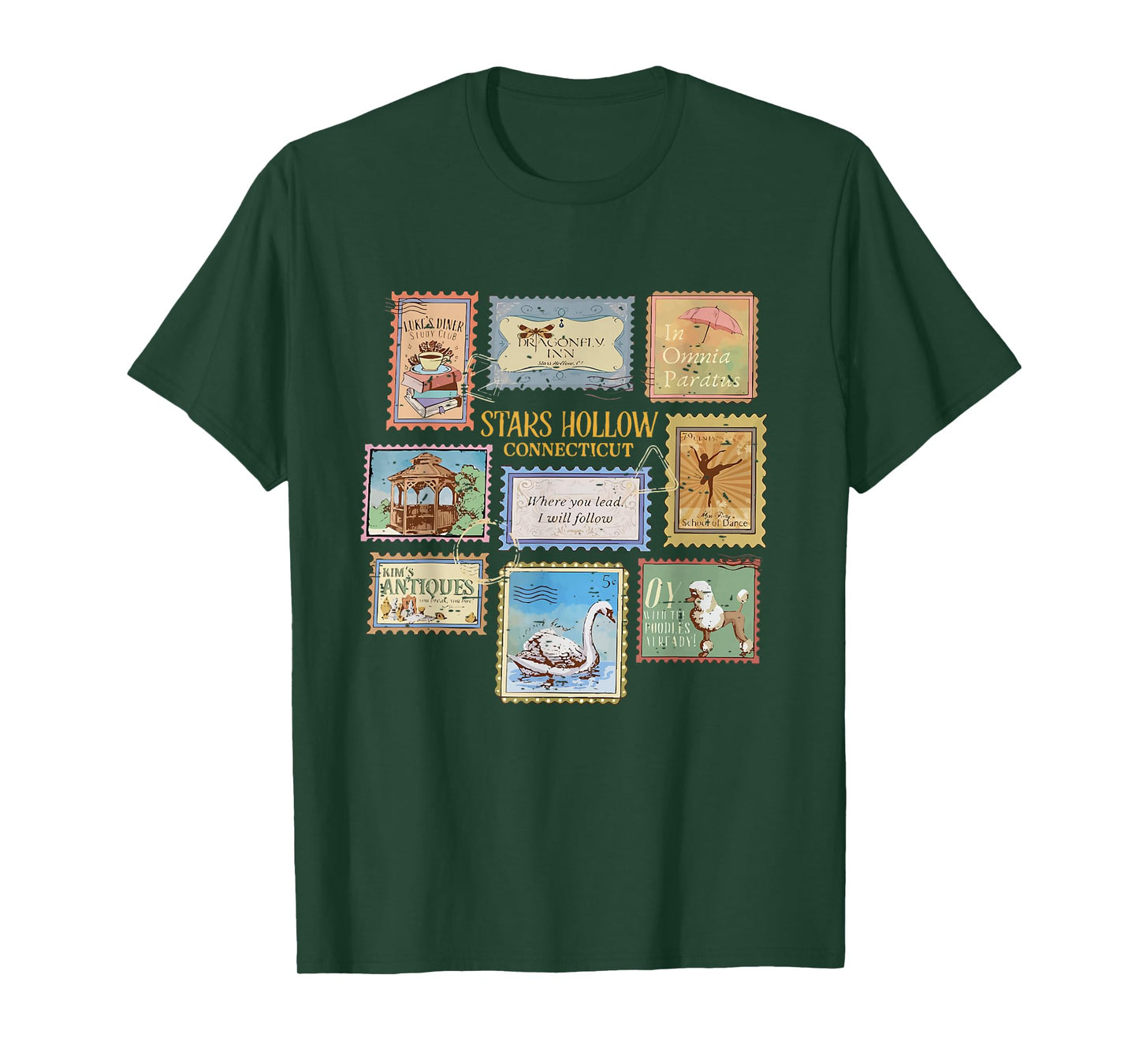 Stars Hollow Connecticut Stamps Funny Fall Pumpkin Autumn T-Shirt