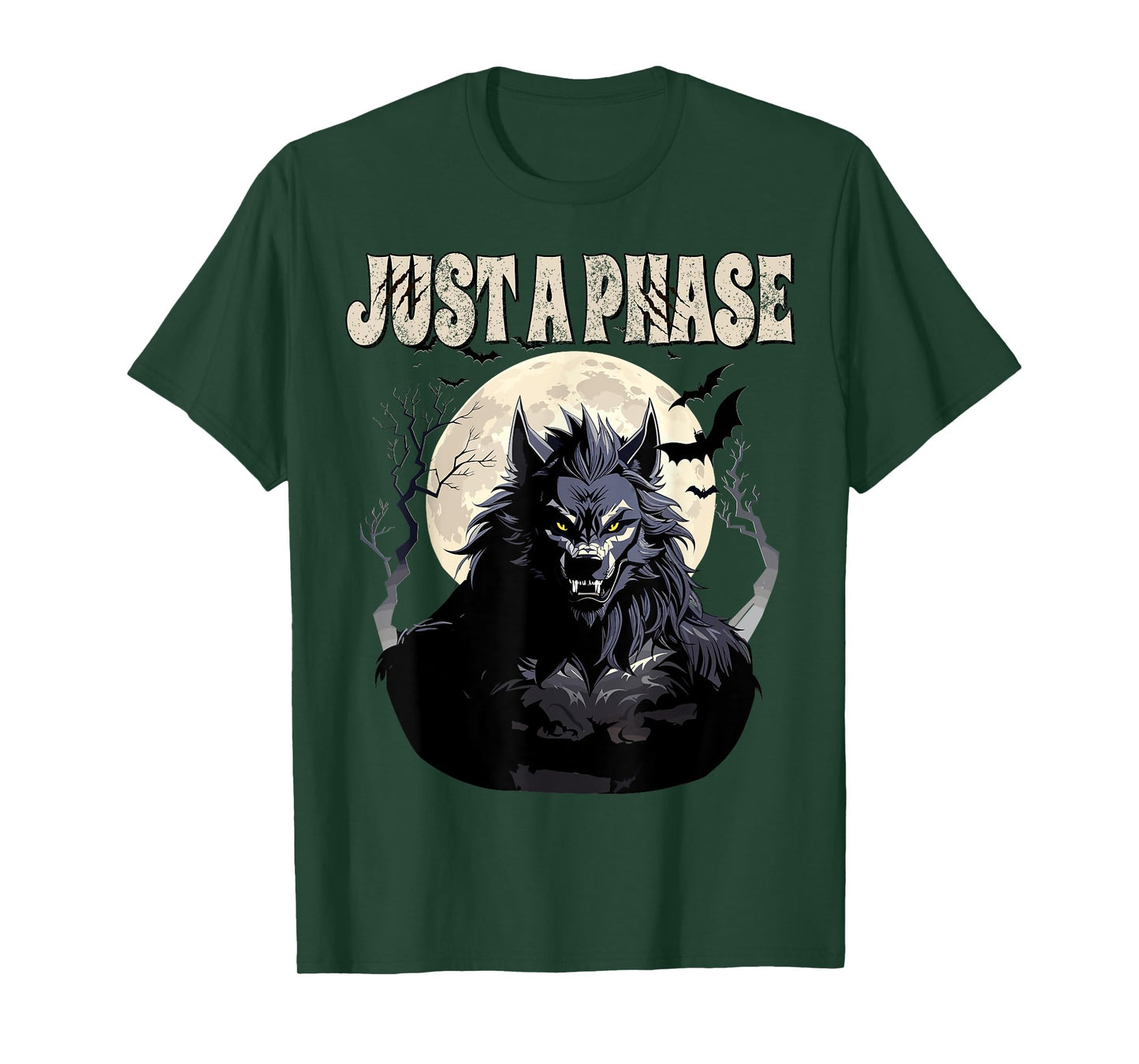 Werewolf Just A Phase Warewolf Lycan Halloween Full Moon Men T-Shirt