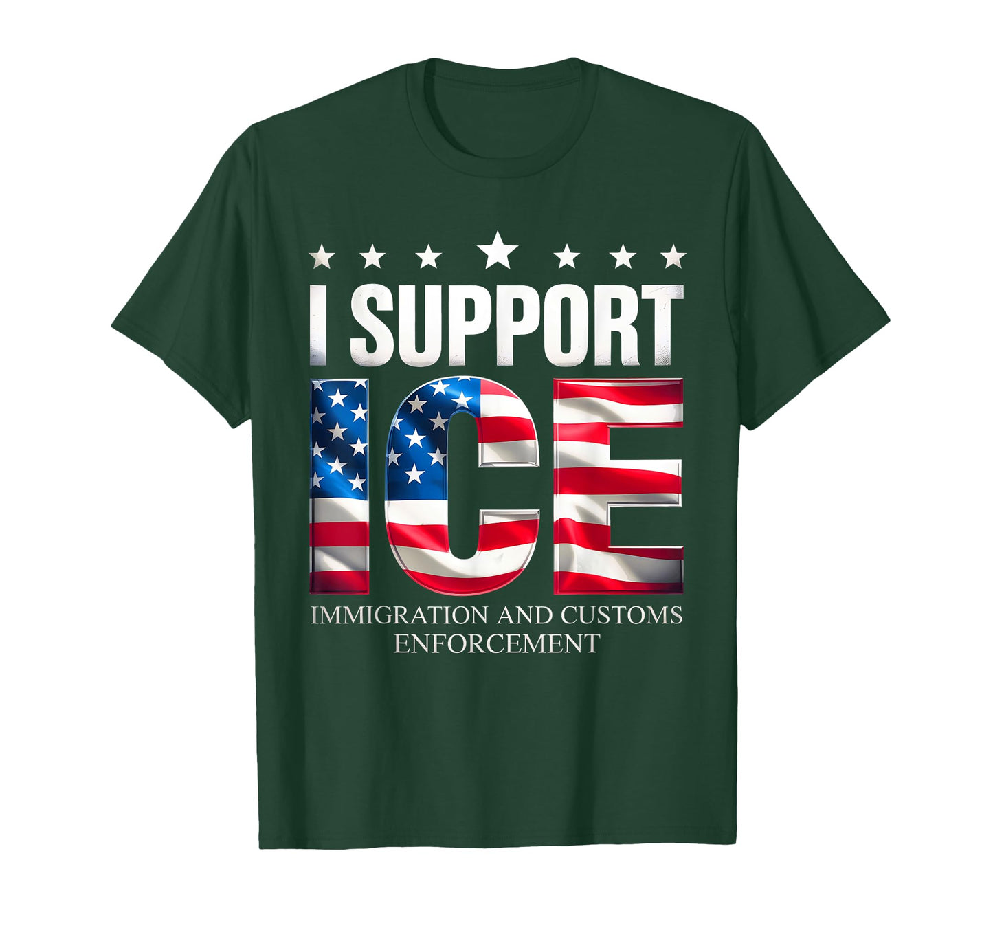 Support ICE Immigration Officers American Flag Border Patrol T-Shirt