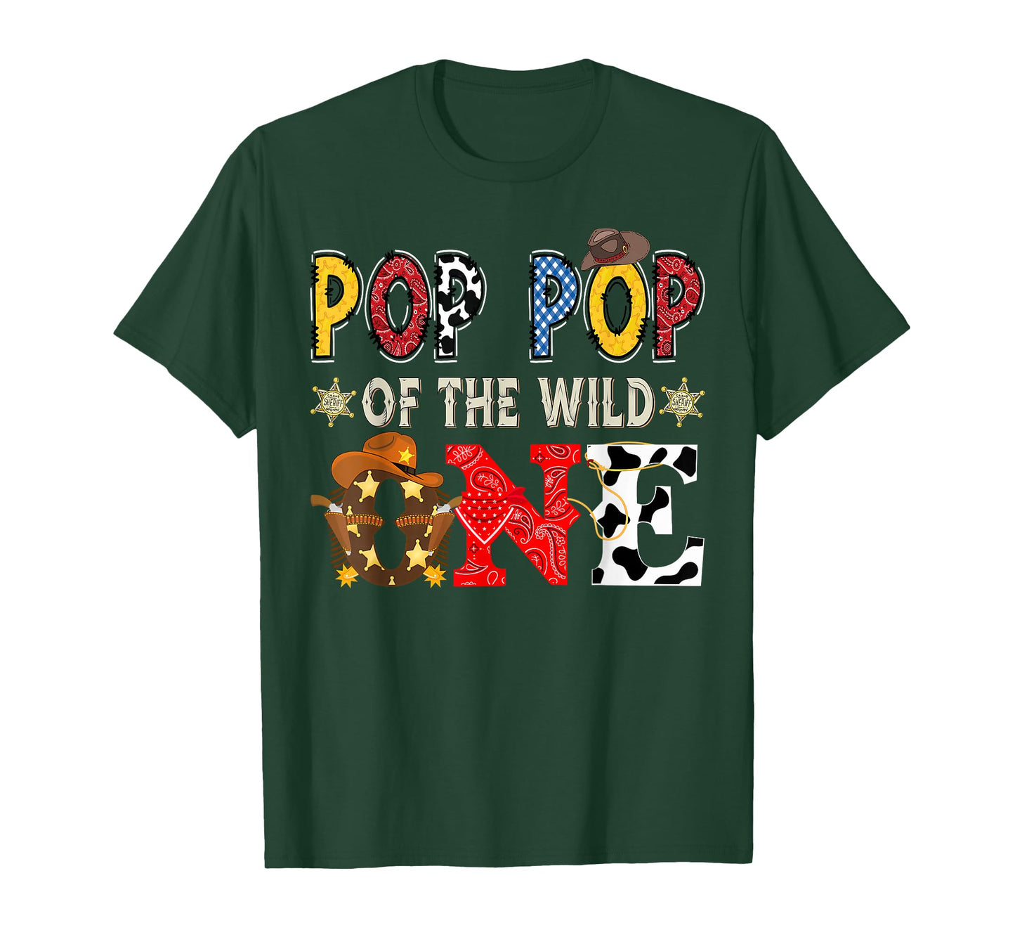 Pop Pop of The Wild One 1St Birthday Boy Western Cowboy T-Shirt
